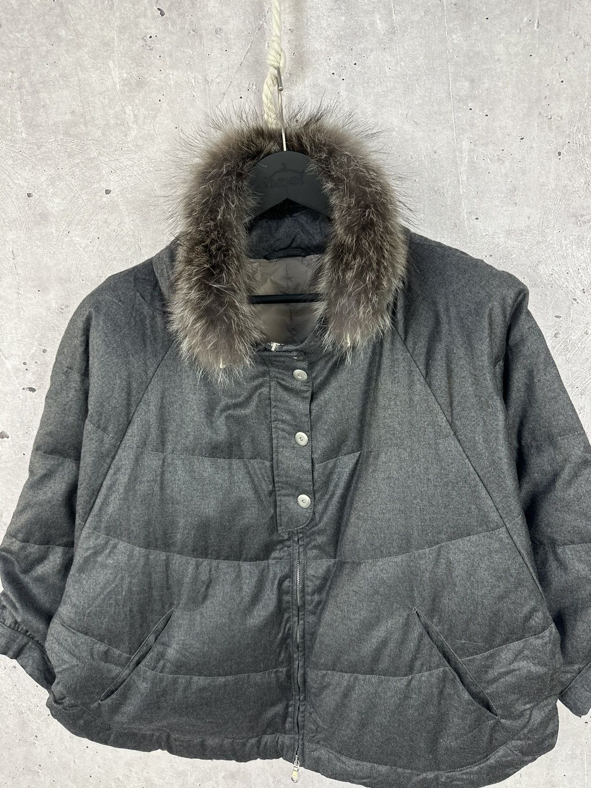 Brunello Cucinelli Brunello Cucinelli Wool Cashmere Blend Puffer Poncho Jacket Size XL / US 12-14 / IT 48-50 - 2 Thumbnail