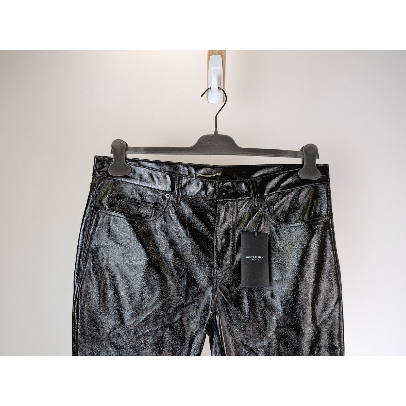 Saint Laurent Paris o1rshd1 Skinny 5 Pocket Med Venice Shiny Lacquered Pants Size US 32 / EU 48 - 3 Thumbnail