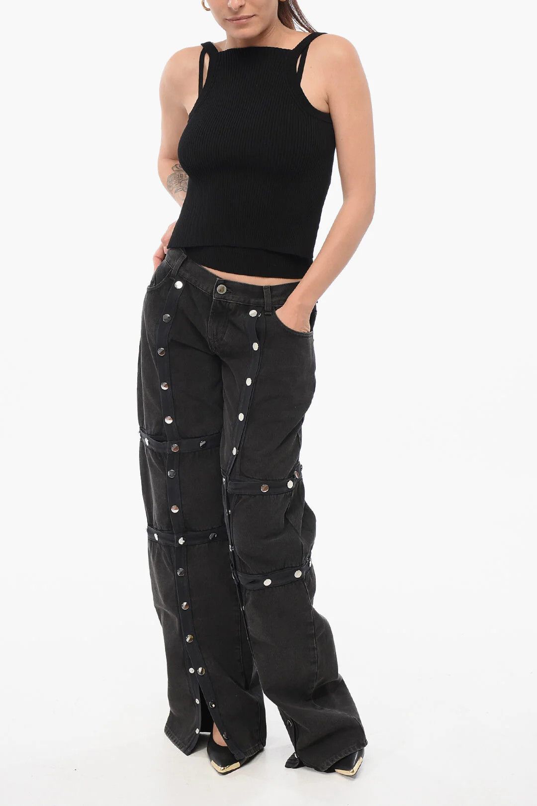 The Attico og1mm0426 Modular Baggy Jeans in Black Size 25" / US 0 / IT 36 - 4 Thumbnail