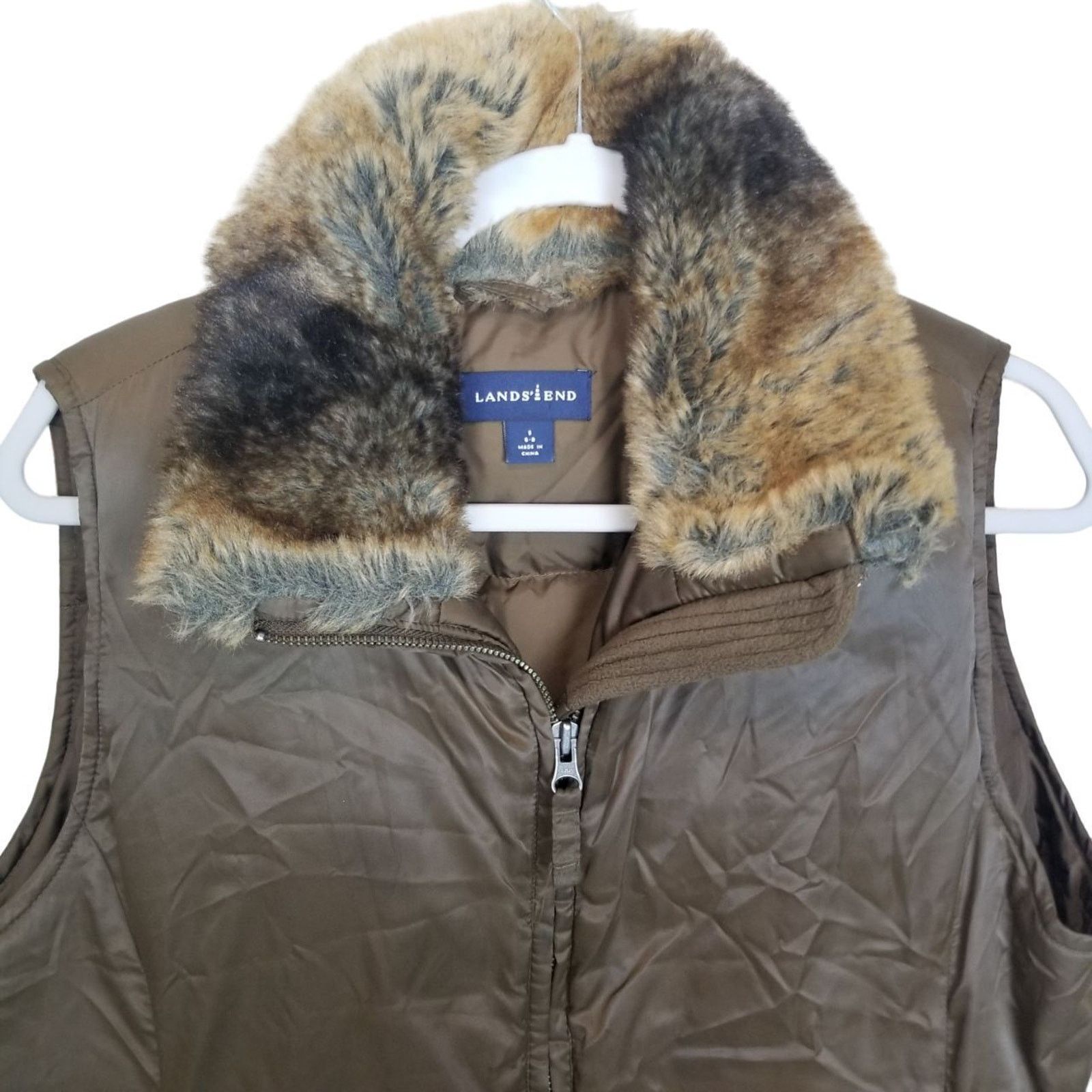 Lands' End Lands End Womens Goose Down Vest Faux Fur Collar Size S Size S / US 4 / IT 40 - 2 Thumbnail