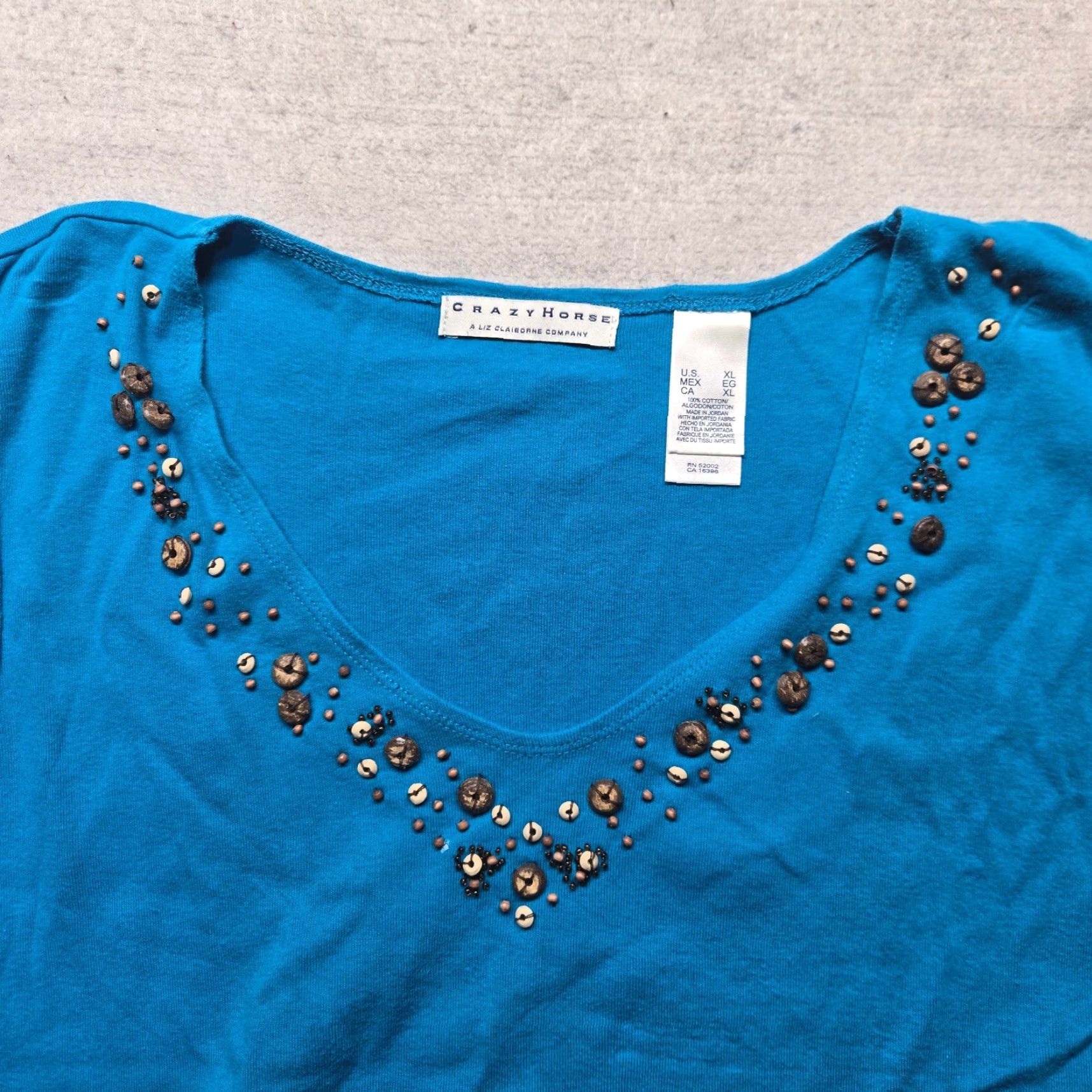 Vintage Crazy Horse Shirt Women XL Blue Sleeveless Crew Neck Tank Top Adult Size XL / US 12-14 / IT 48-50 - 2 Thumbnail