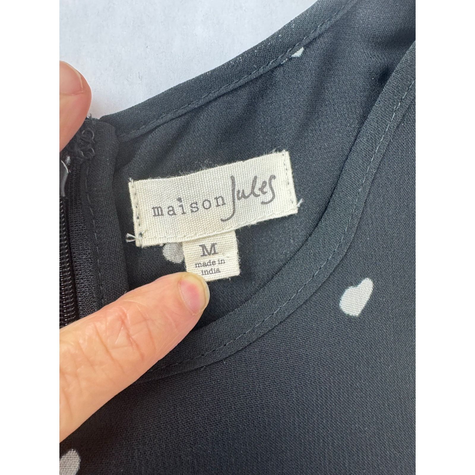 Anthropologie Maison Jules Fit and Flare Dress Hearts Black Medium Retro Size M / US 6-8 / IT 42-44 - 8 Thumbnail