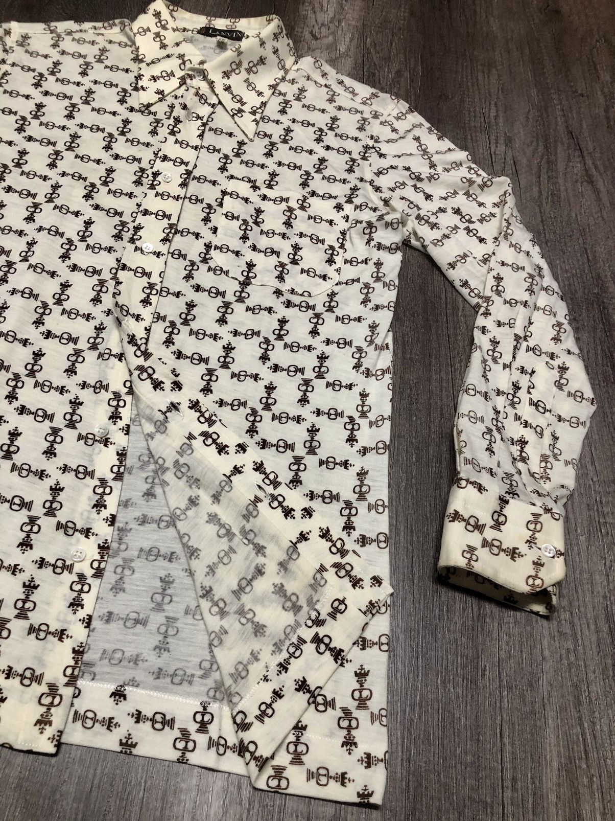 Designer × Lanvin × Vintage Vintage Lanvin Paris Monogram Button Up Long Sleeve Shirt Size US S / EU 44-46 / 1 - 16 Thumbnail