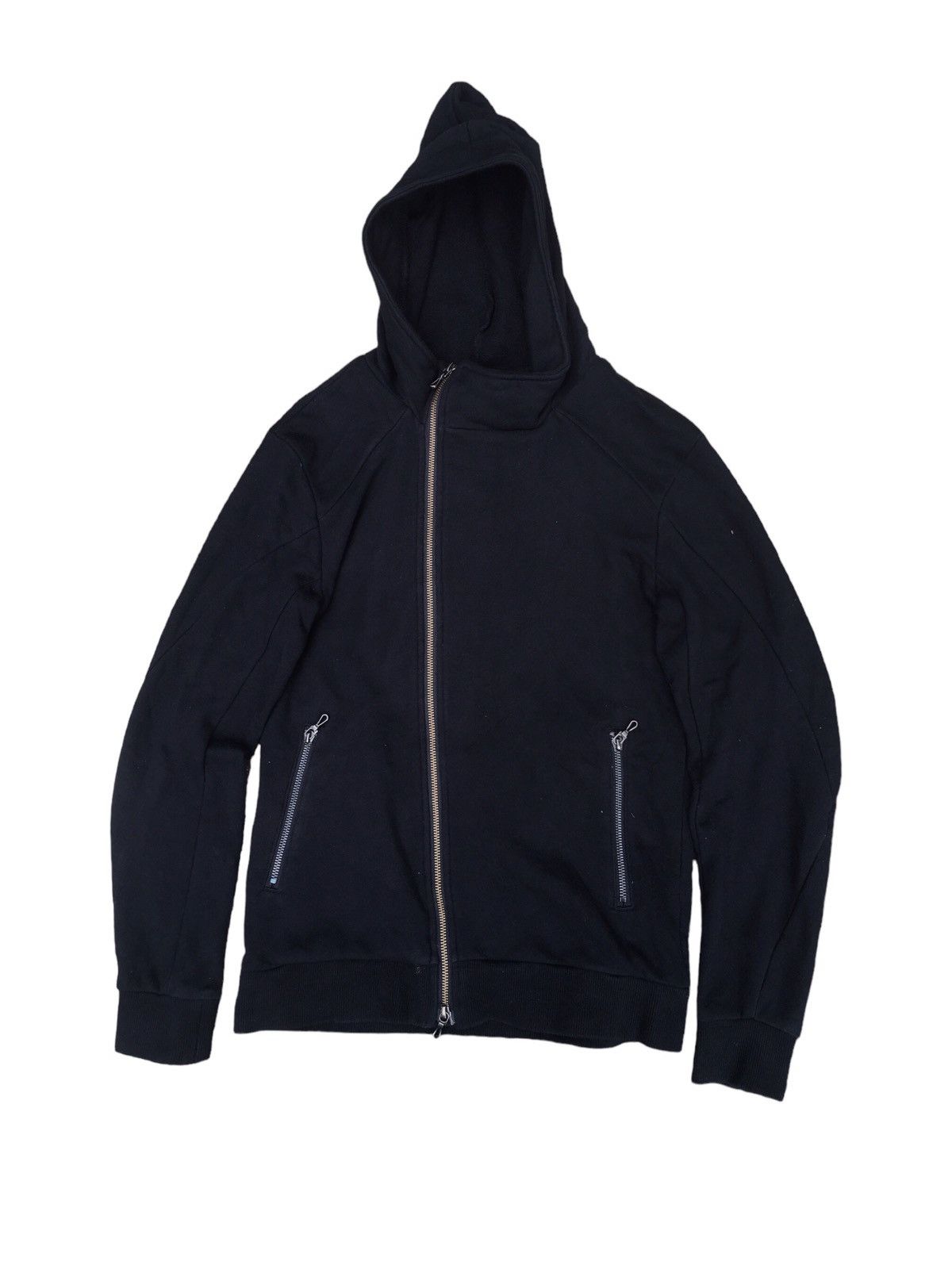 image of If Six Was Nine x Le Grande Bleu L G B Shellac X Semantic Design Asymmetrical Zip Up Hoodie in Blac