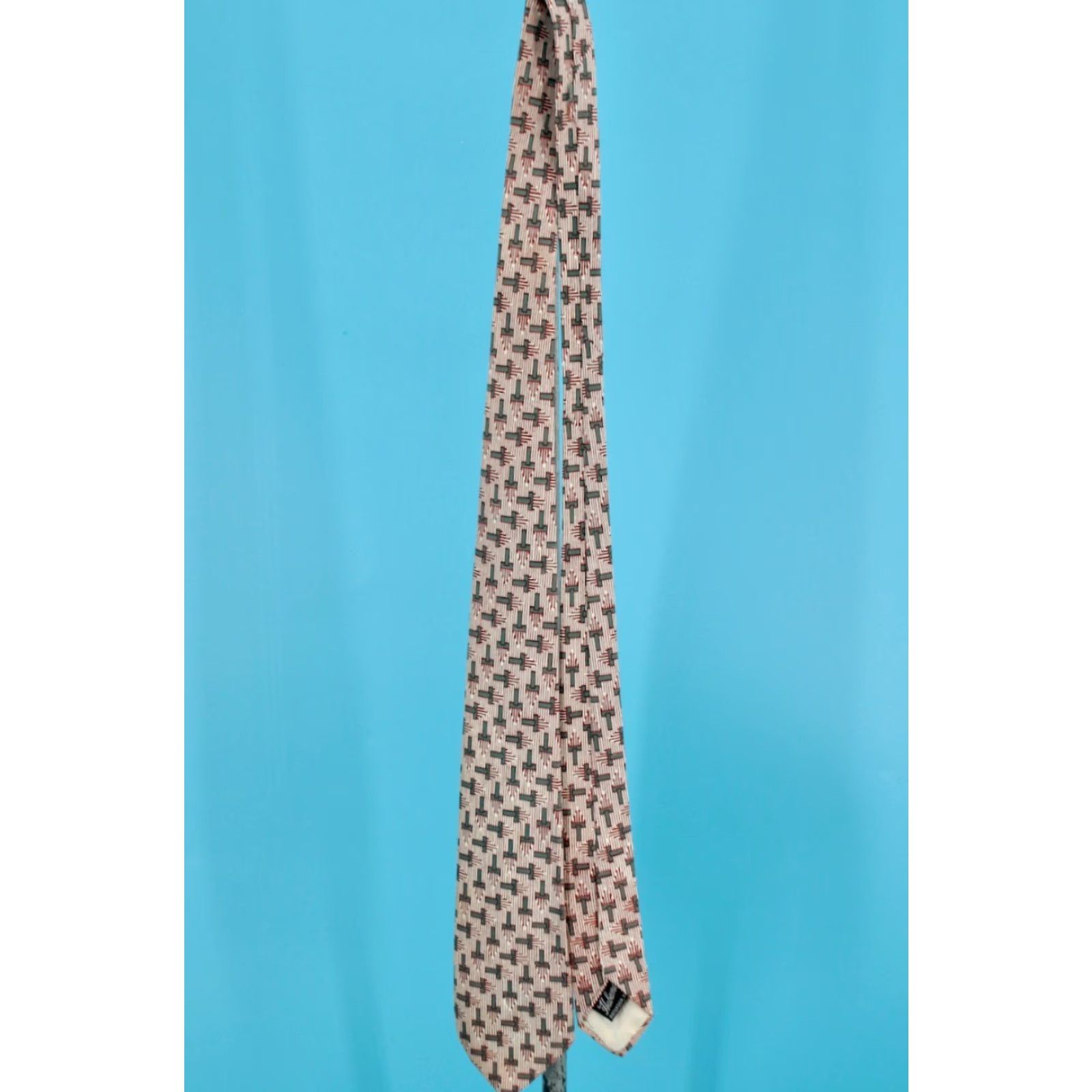Haband VTG Men's 1950s Green Brown & White Geometric Pattern Necktie 50s Tie Size ONE SIZE - 8 Thumbnail