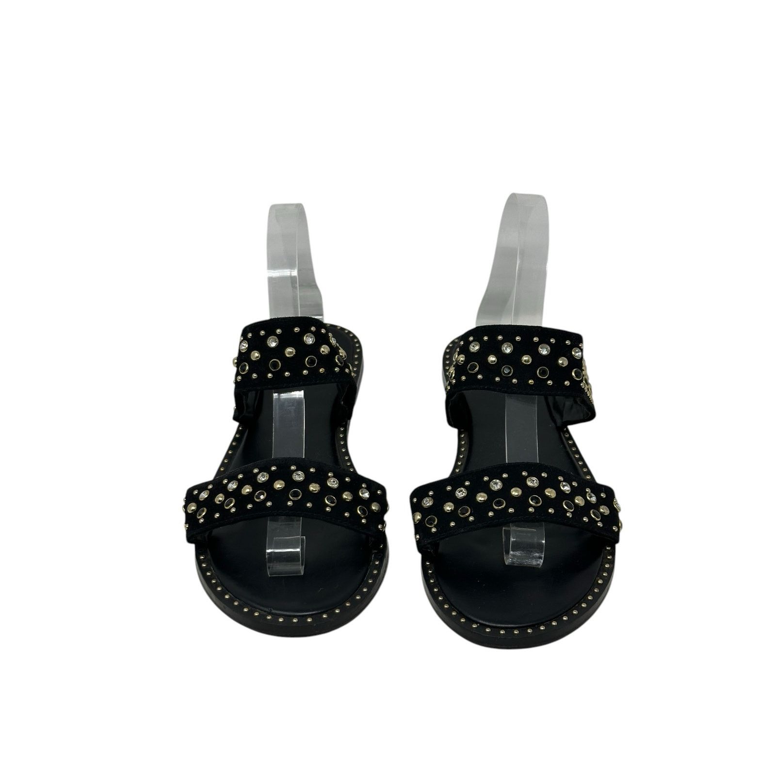 Express Express black faux suede studded flat sandals size 10 Size US 10 / IT 40 - 10 Thumbnail