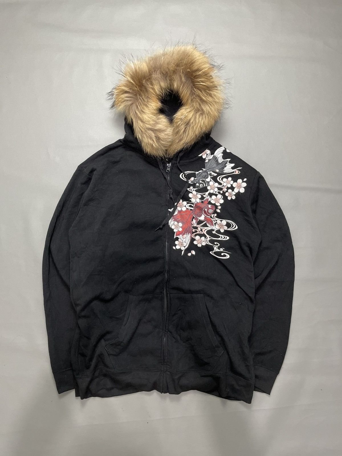 Japan Koi Fsh Sukajan Zip Fur Hoodie ifsix LGB style