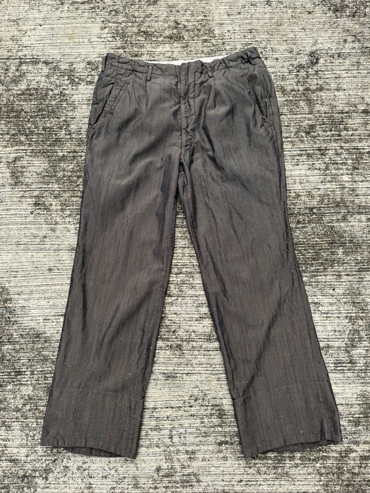 Vintage Vintage 1950s–60s Dark Brown Sharkskin Trousers Size US 30 / EU 46 - 1 Thumbnail