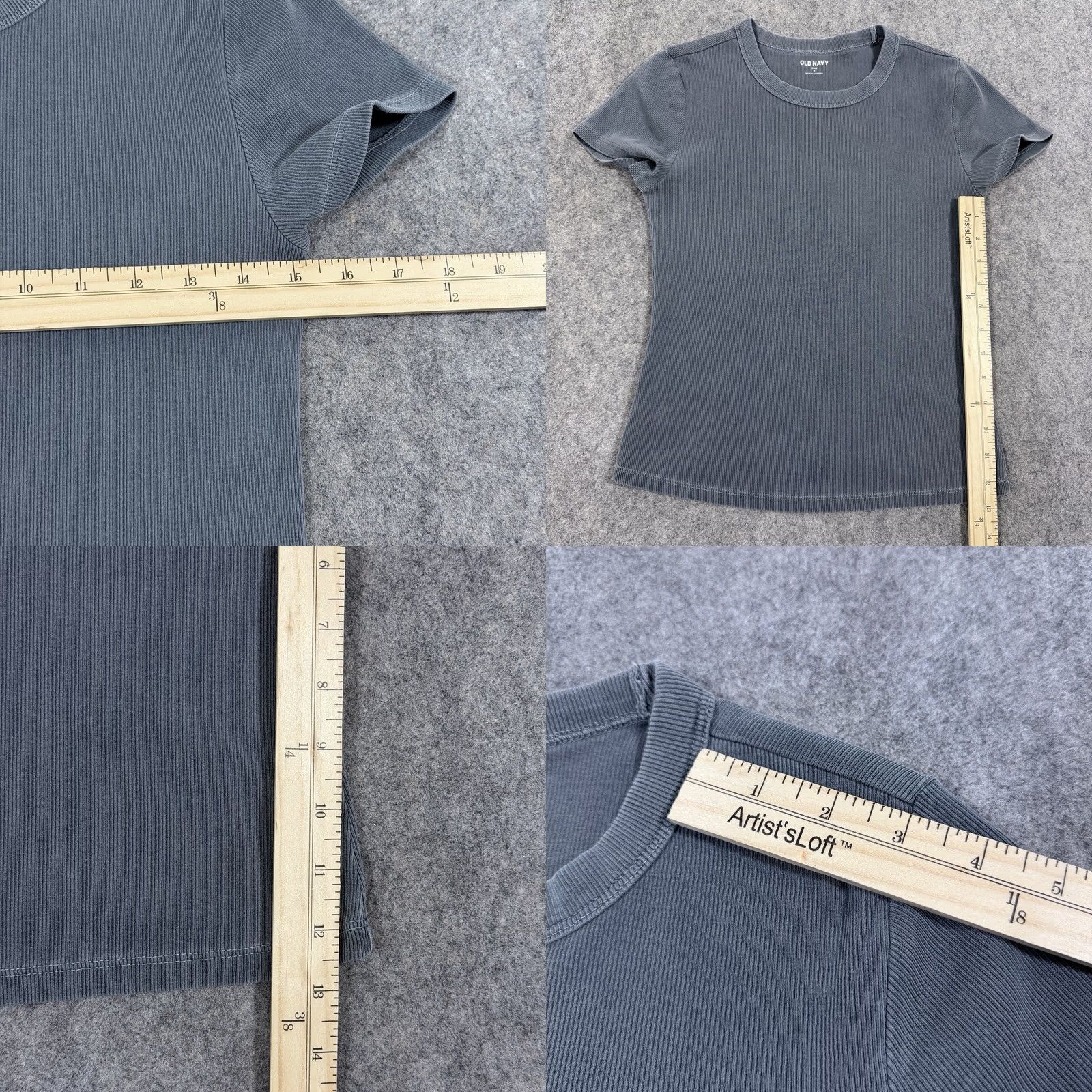 Old Navy Old Navy T-Shirt Size Medium Gray Snug Short Sleeve Stretch Ribbed Fits Women's Size M / US 6-8 / IT 42-44 - 8 Thumbnail