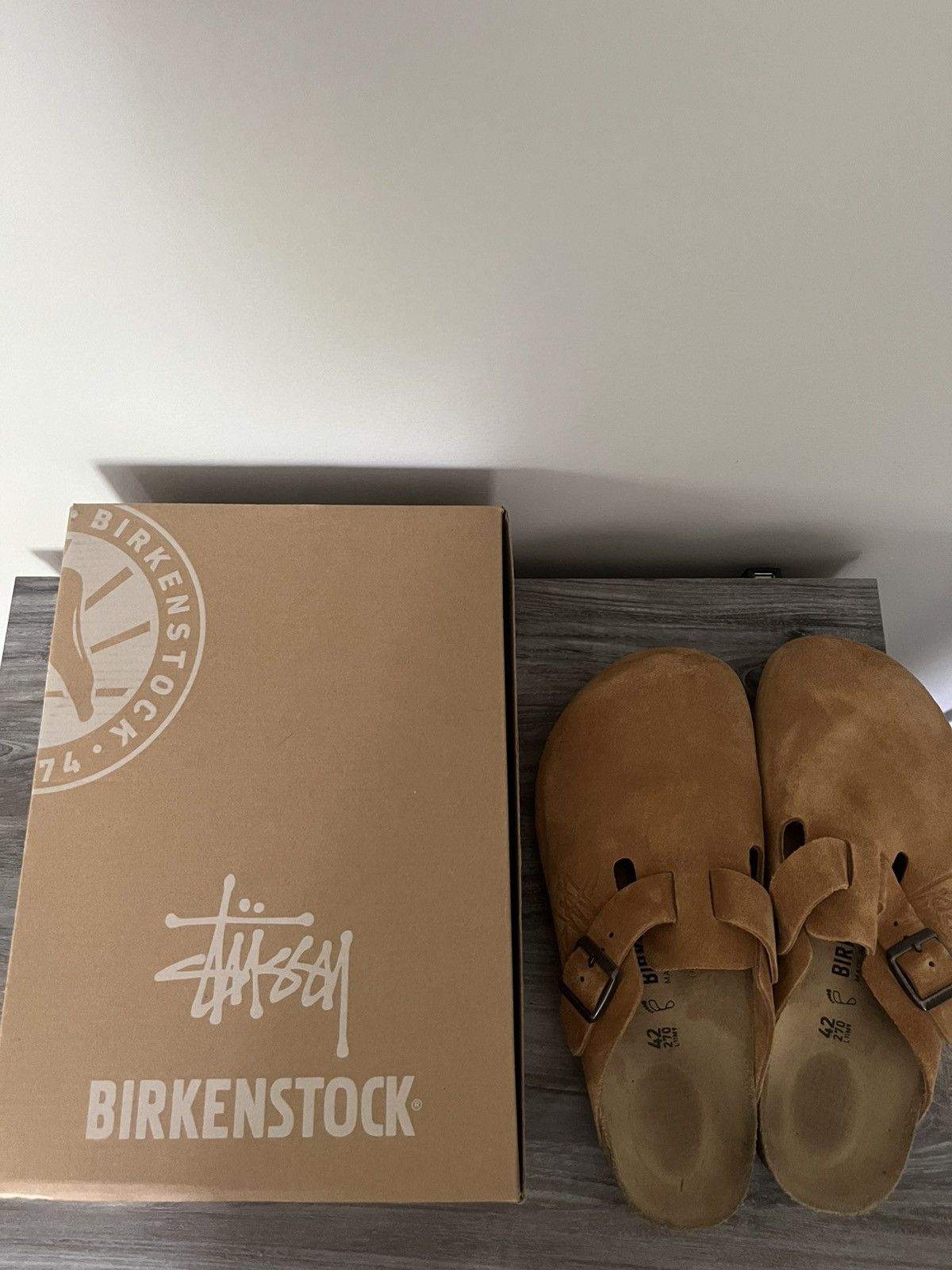 Stussy x Birkenstock Boston Caramel
