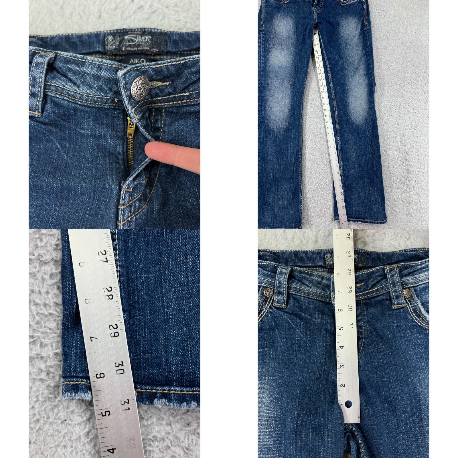 Silver Jeans Co. Silver Jeans Women’s Bootcut Pants 31 Blue Denim Aiko Embroidered Cotton Stretch Size 24" / US 00 / IT 34 - 8 Thumbnail