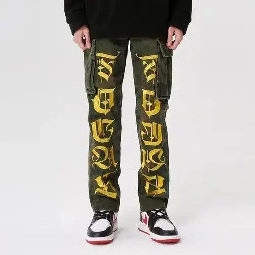 VIBE Letters Cargo Stacked Denim Jeans Camouflage Size US 30 / EU 46 - 4 Thumbnail