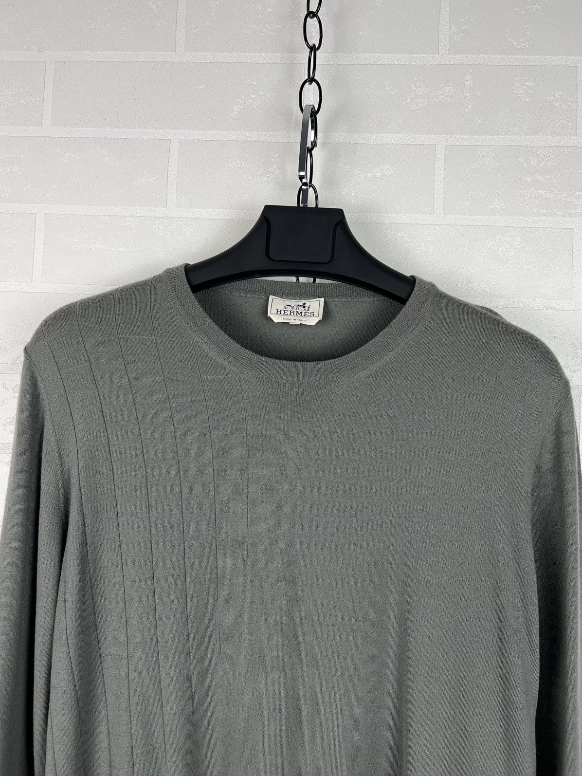 Hermes HERMES Sweater Crewneck Wool Monogram Textured H Gray Men's Size US XXL / EU 58 / 5 - 4 Thumbnail