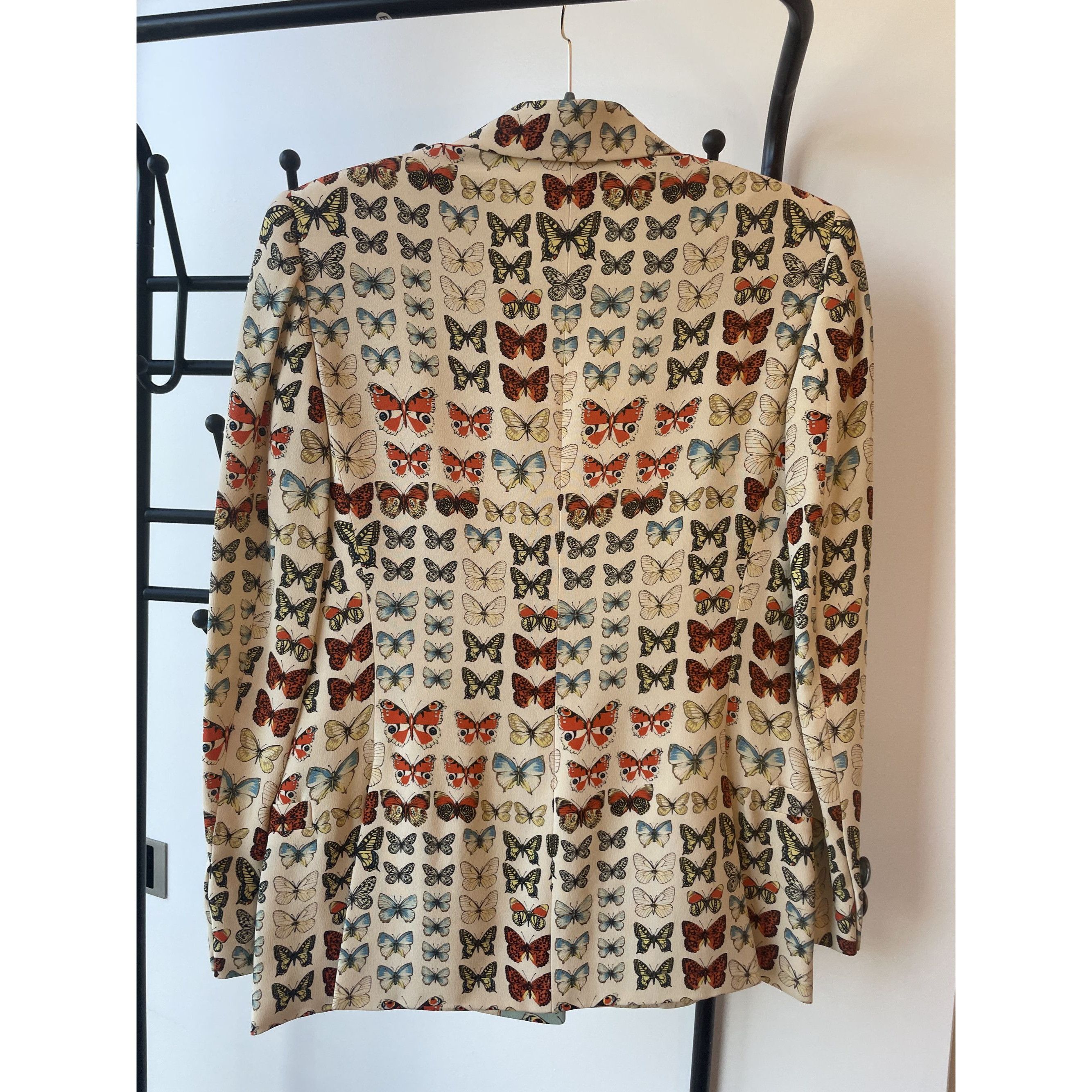 Versace Gucci Butterfly Print Womens Blazer Jacket With Blue Button Size XS / US 0-2 / IT 36-38 - 2 Thumbnail