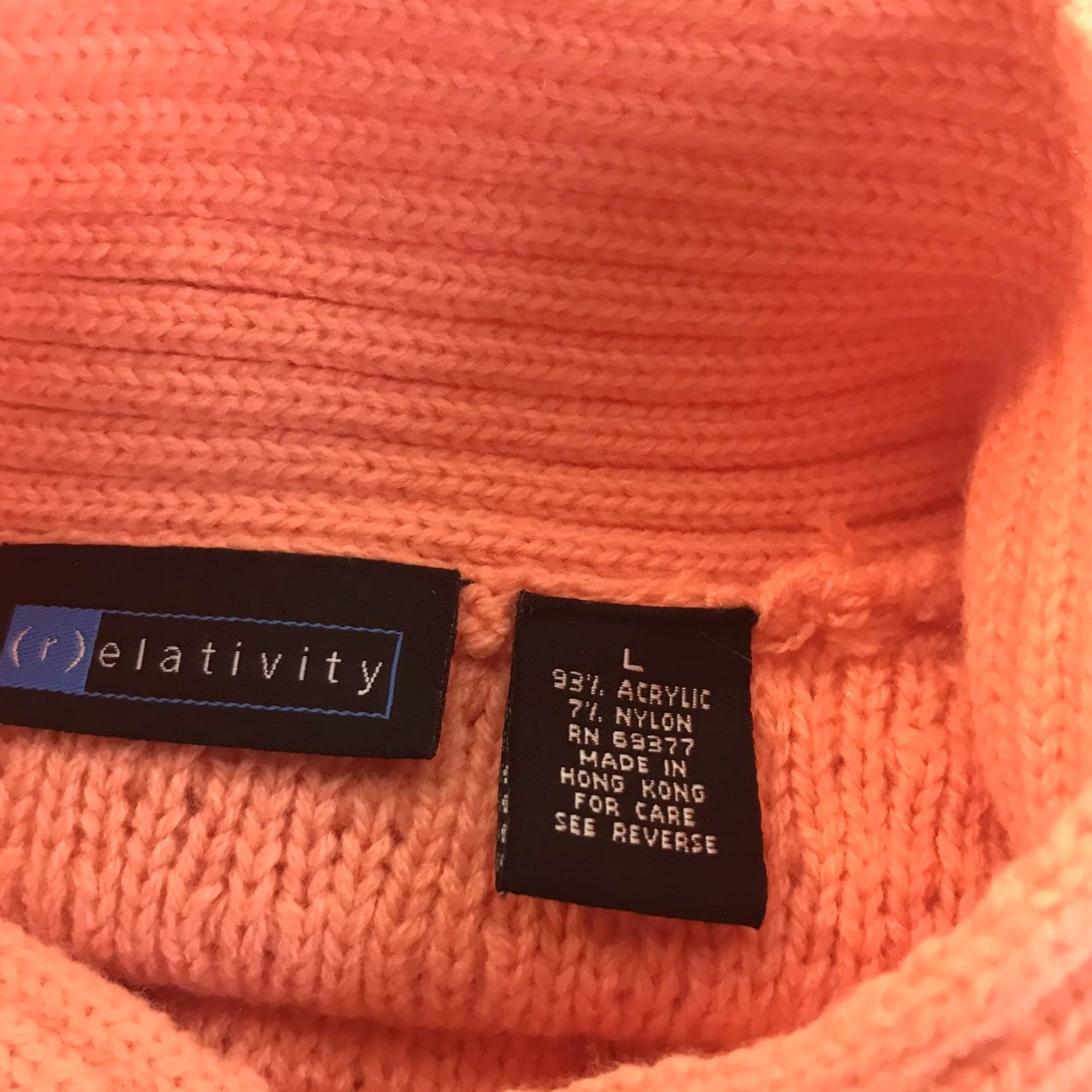 Vintage Relativity Womens Sweater L Open-Knit V-Neck Pullover Fall Winter Casual Knit Peach Size L / US 10 / IT 46 - 3 Thumbnail