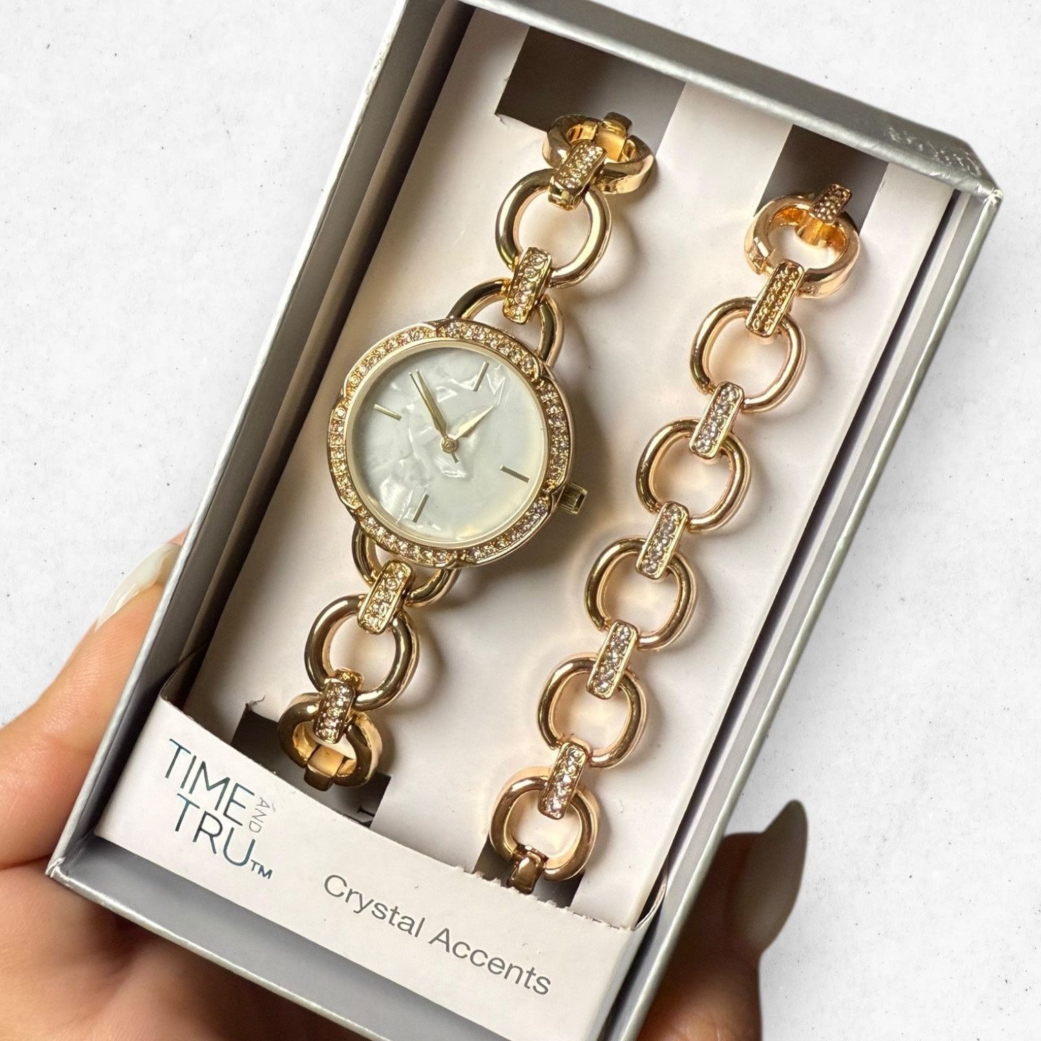 Other Time & Tru Crystal Accents Gold & Matching Bracelet Size ONE SIZE - 1 Thumbnail
