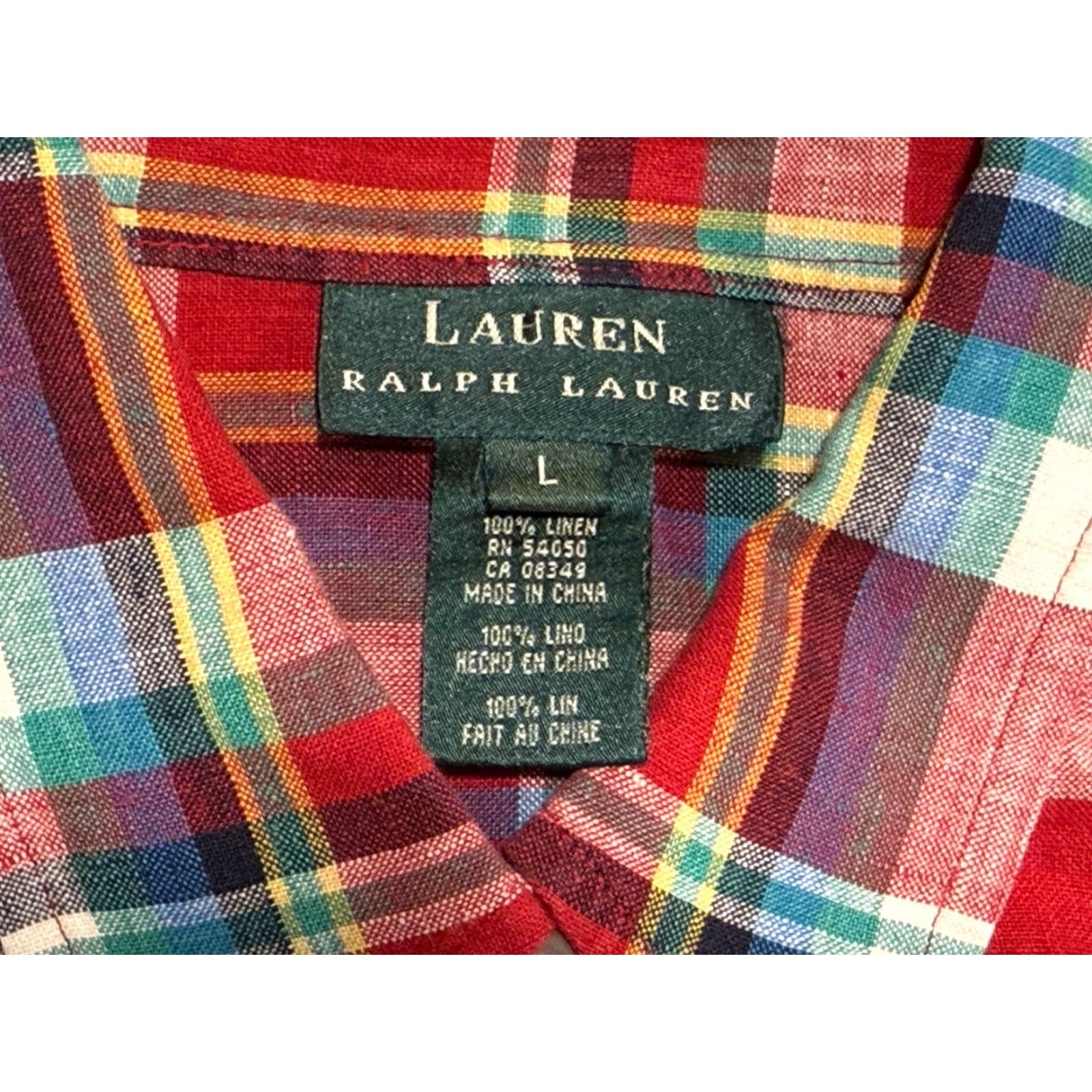 Ralph Lauren Lauren Ralph Lauren Women's Linen Plaid Button-Up Shirt Large MultiColor Casual Travel Size L / US 10 / IT 46 - 5 Thumbnail