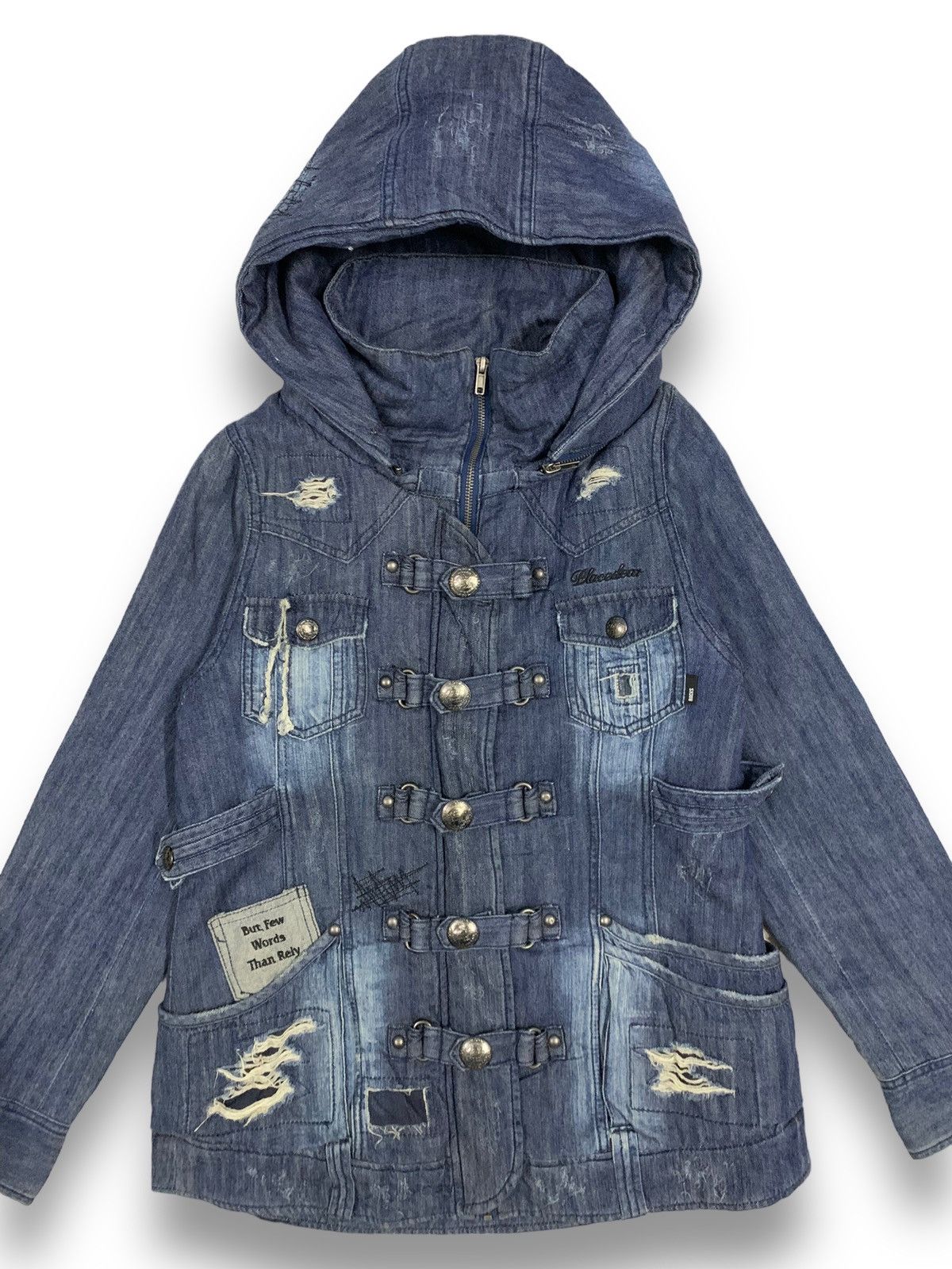 If Six Was Nine Japanese BACKS Faded Buckle Distressed Punk Denim Jacket Size US S / EU 44-46 / 1 - 4 Thumbnail