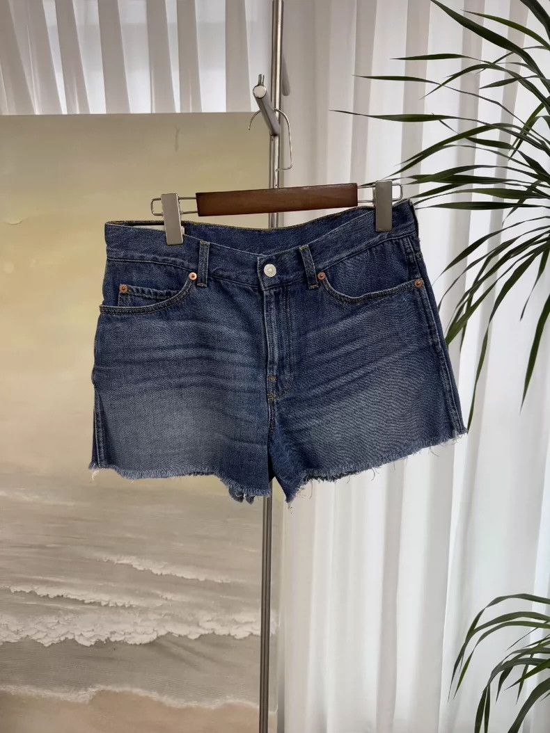 Gucci Gucci Blue Embroidered Denim Shorts Size US 27 - 1 Thumbnail