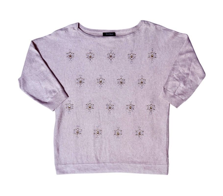 White House Black Market White House Black Market Pink Embellished Sweater – Size M Size M / US 6-8 / IT 42-44 - 1 Thumbnail