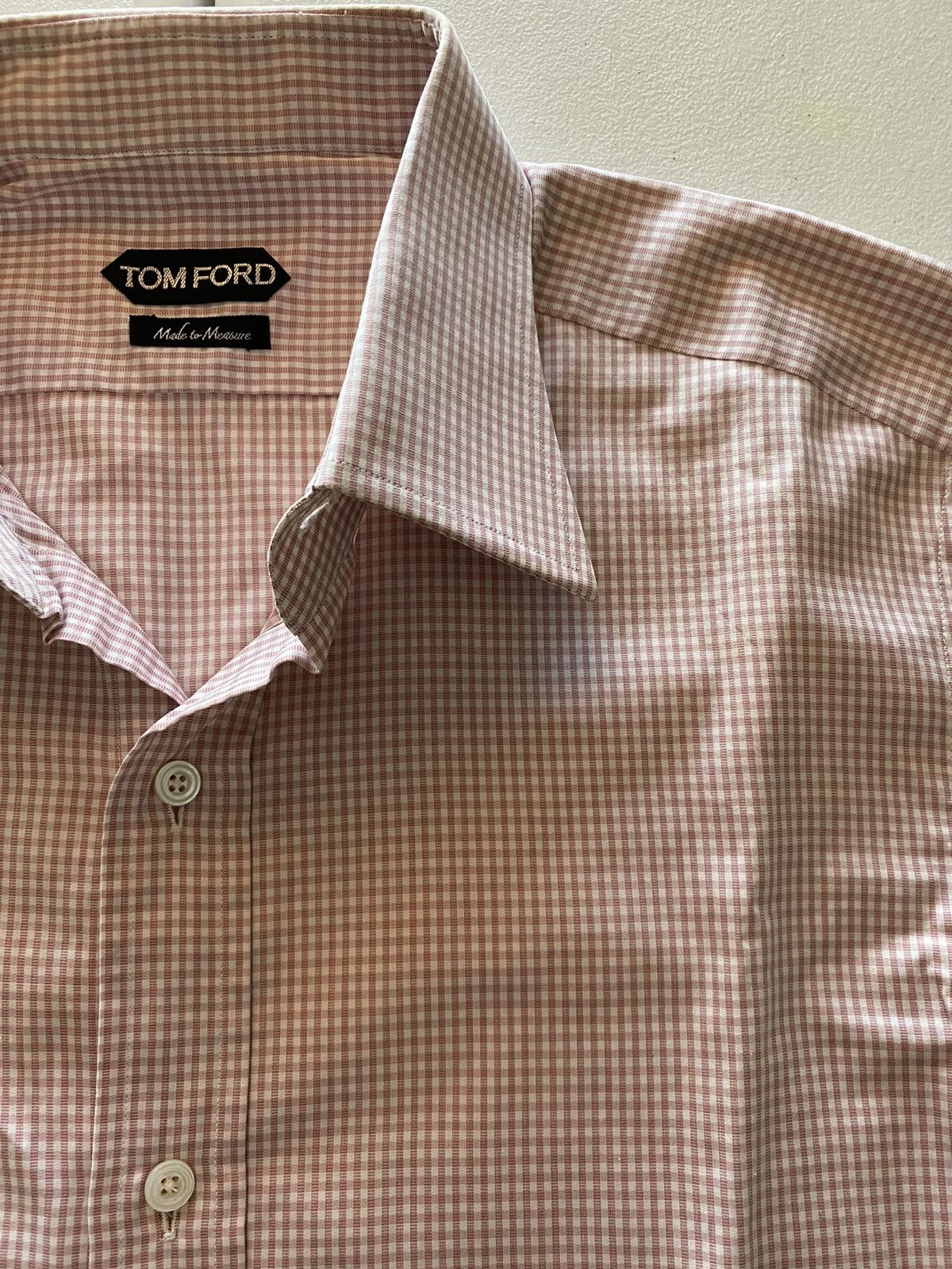 Tom Ford Tom Ford light pink gingham check shirt 17 43e NEW Size US L / EU 52-54 / 3 - 9 Thumbnail
