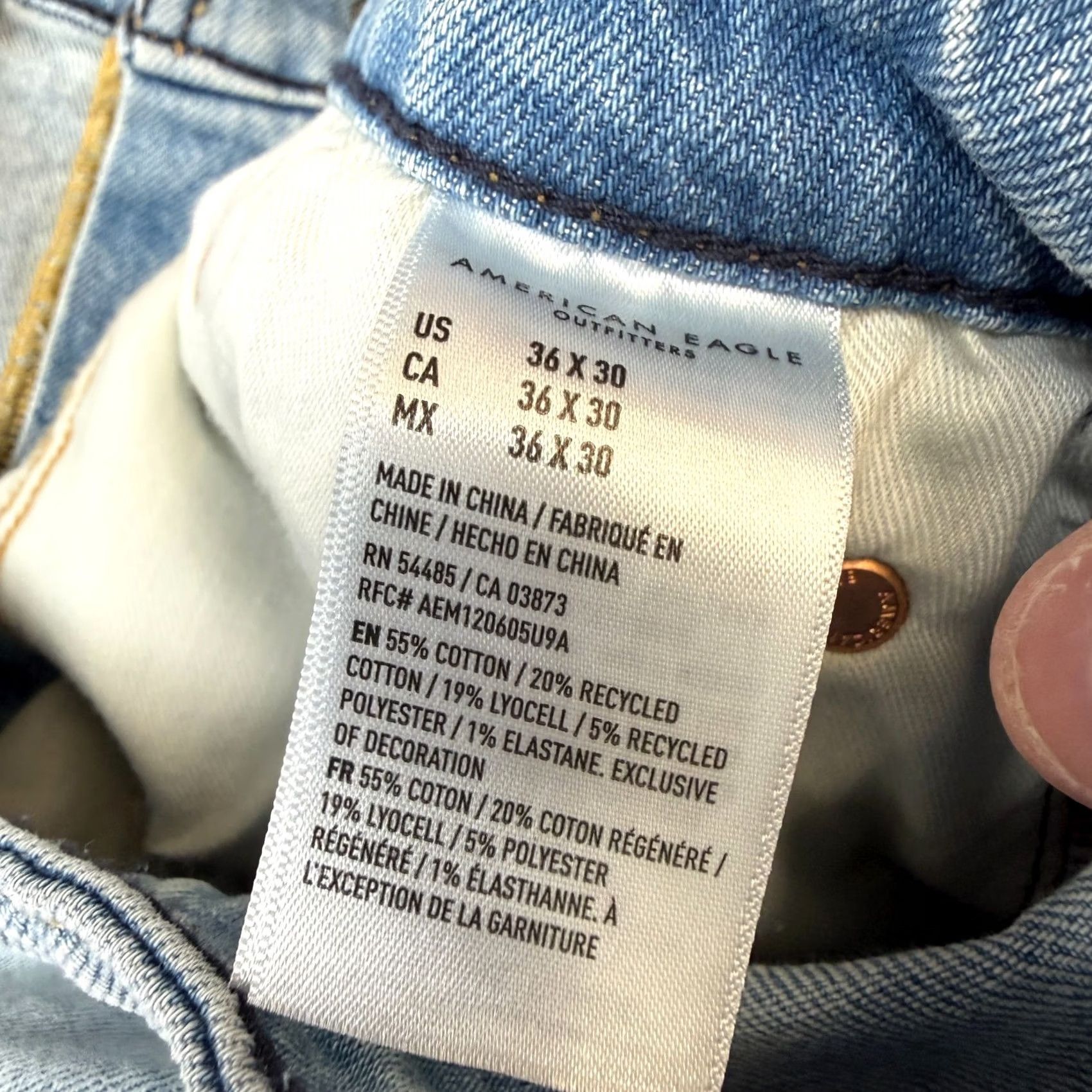 American Eagle Outfitters VINTAGE American Eagle Jeans Mens 36x30 Light Wash Blue Relaxed Straight Summer Preppy Men Jeans 5-Pocket Denim Stretch Regular Size US 36 / EU 52 - 5 Thumbnail