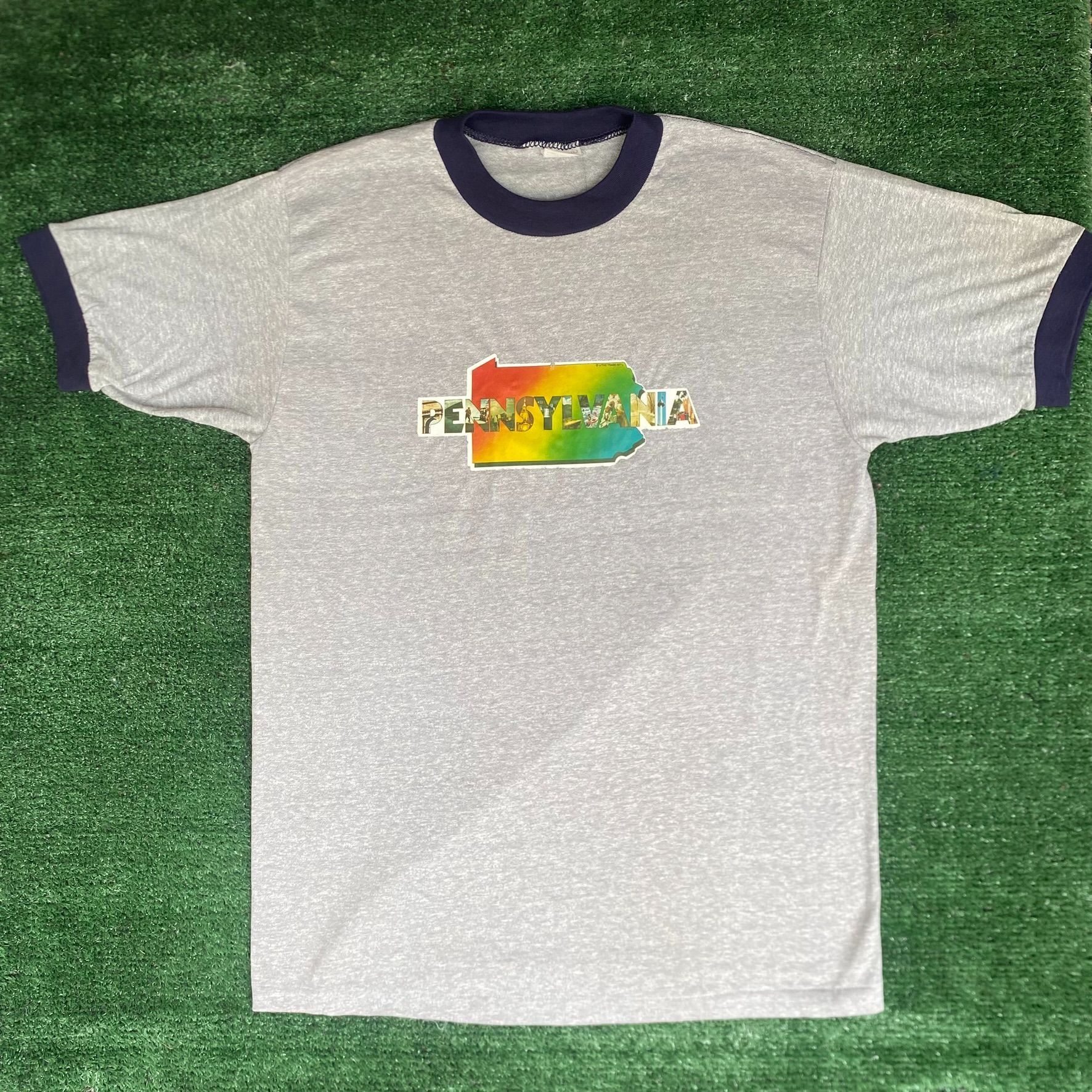 Vintage Vintage 80s Pennsylvania Ringer Shirt Retro State Map Tee Size US L / EU 52-54 / 3 - 1 Thumbnail