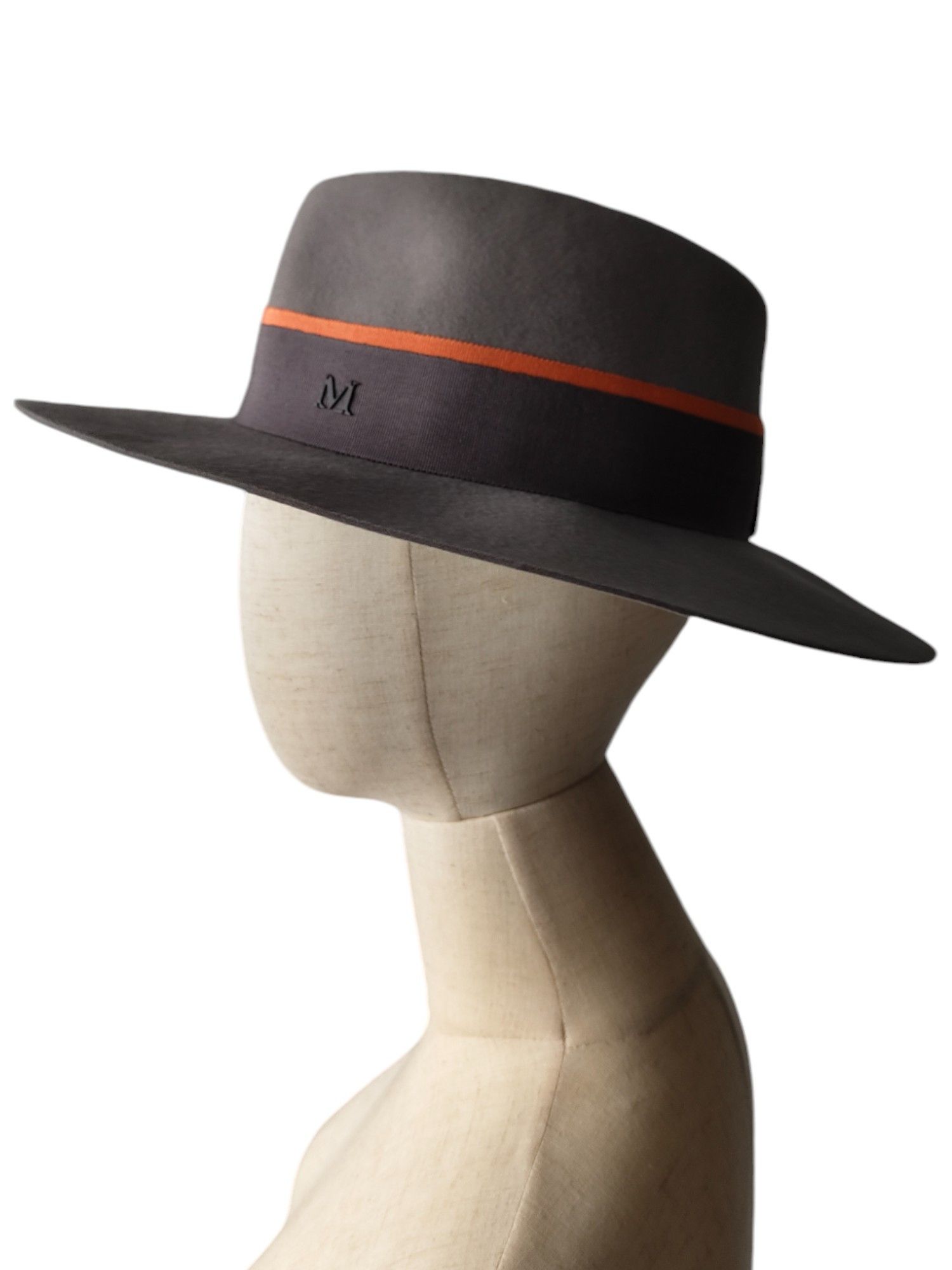 Maison Michel Grey Felt Hat With M Stitching Size ONE SIZE - 2 Thumbnail