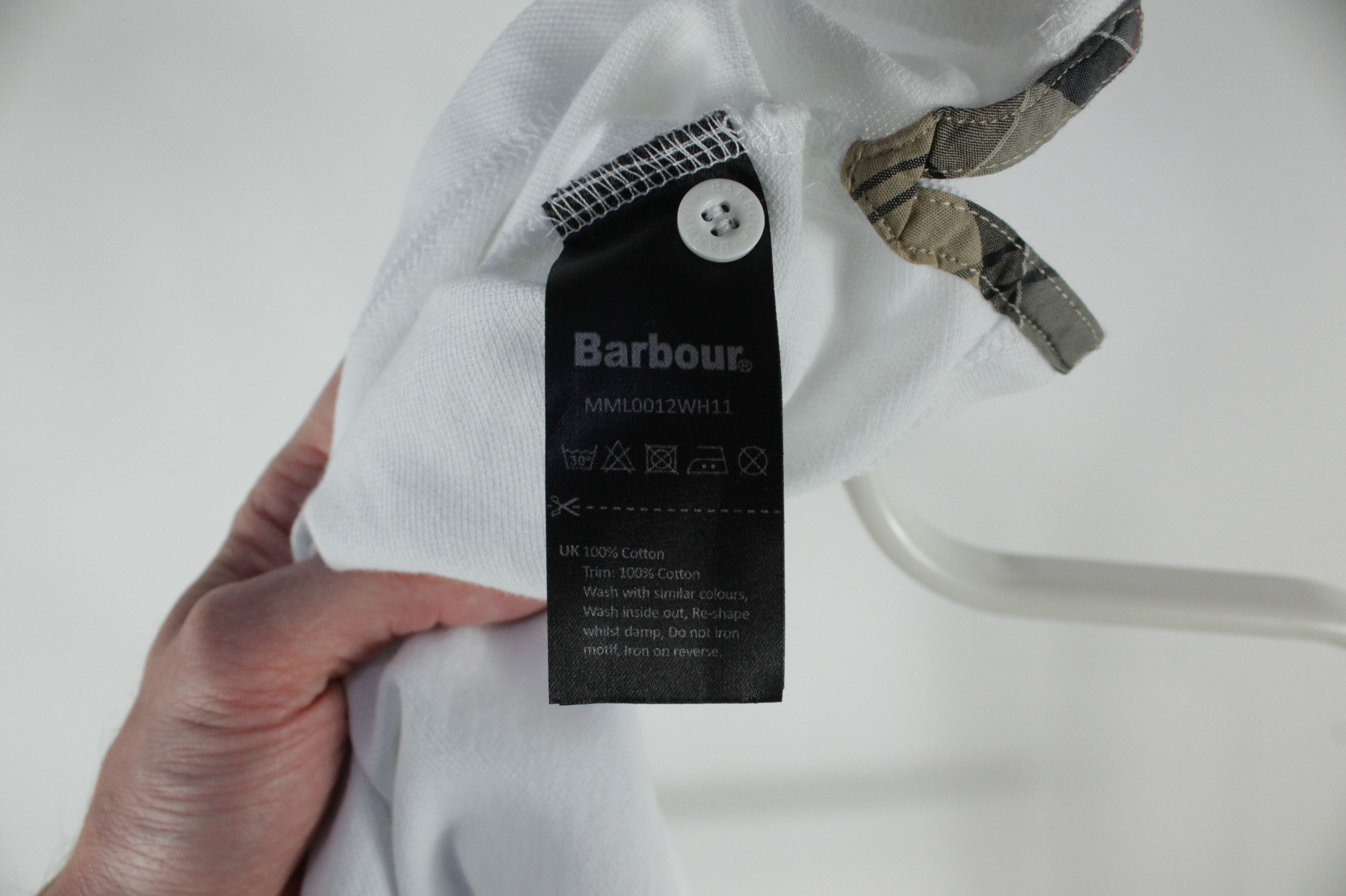 Barbour Barbour Tartan Piqué Slim Fit White Polo Shirt Men's Size US S / EU 44-46 / 1 - 7 Thumbnail