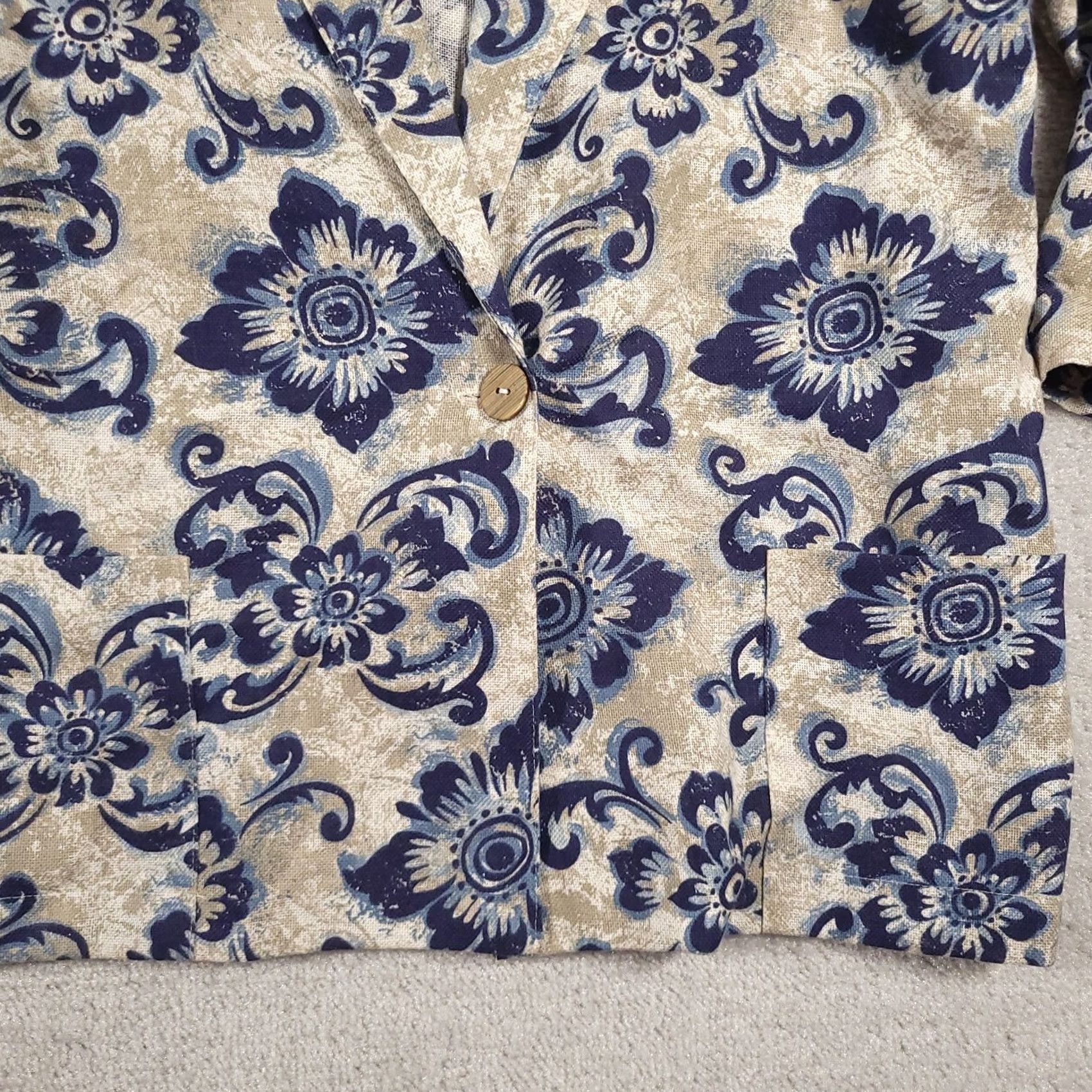 Vintage VINTAGE Alice Stuart Blazer Womens Large Boxy Jacket Blue Floral Pattern Casual Size L / US 10 / IT 46 - 4 Thumbnail