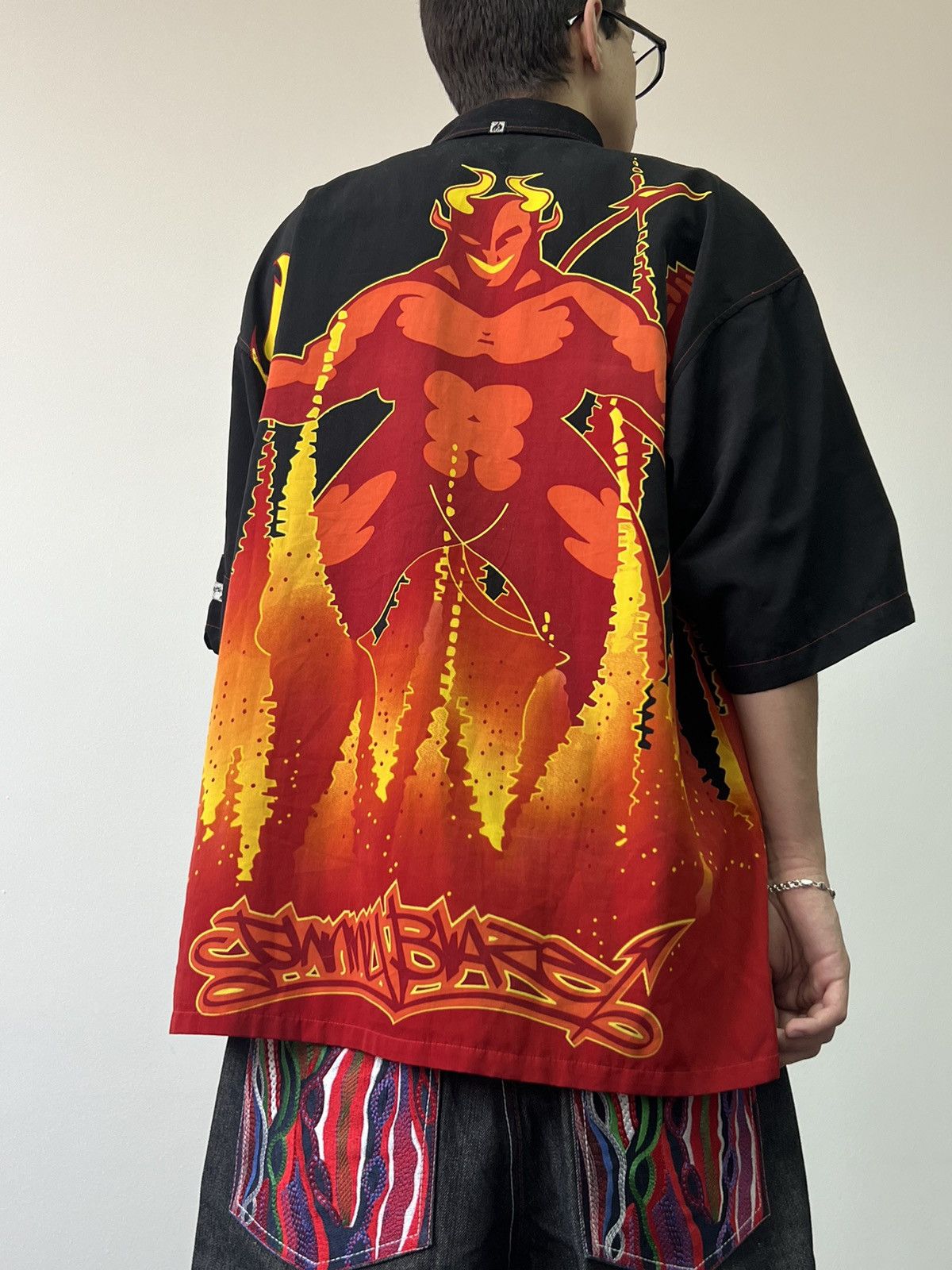 Japanese Brand × Rap Tees × Vintage Vintage Y2k Johny Blaze Anime Rap Oversize XL Button Shirt Size US XL / EU 56 / 4 - 1 Thumbnail
