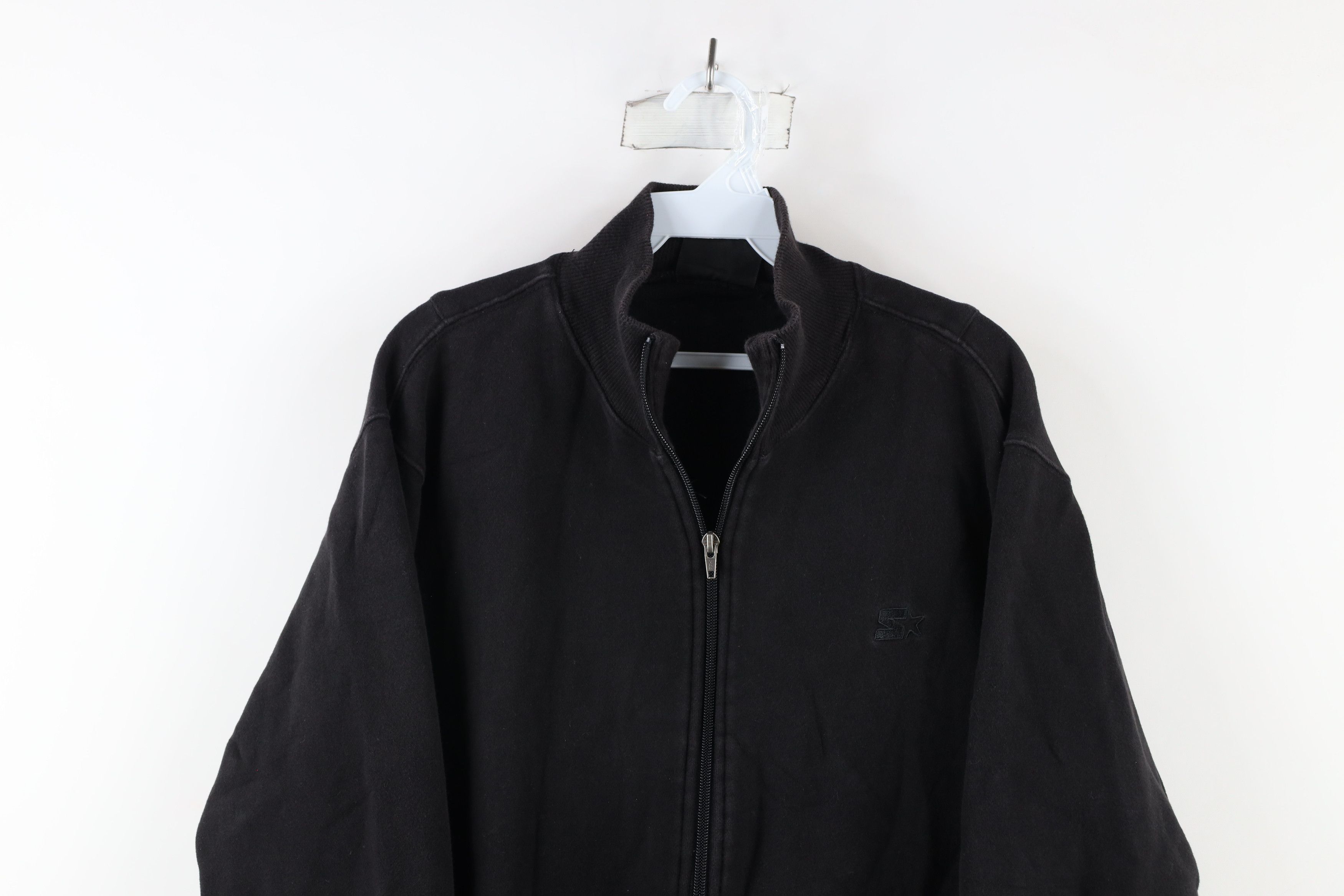 Starter × Vintage Vintage 90s Starter Full Zip Sweatshirt Jacket Black Size US M / EU 48-50 / 2 - 2 Thumbnail