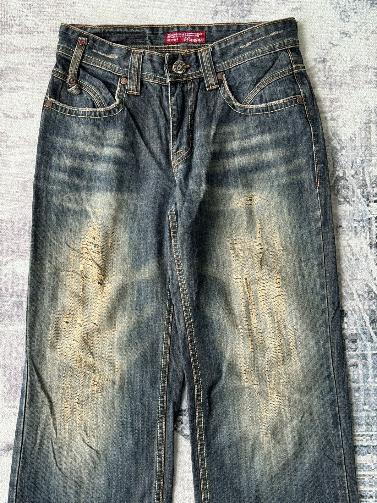 Japanese Brand Denma DF-7 Devil Flared Distressed Denim / GOA Style Size US 29 - 3 Thumbnail