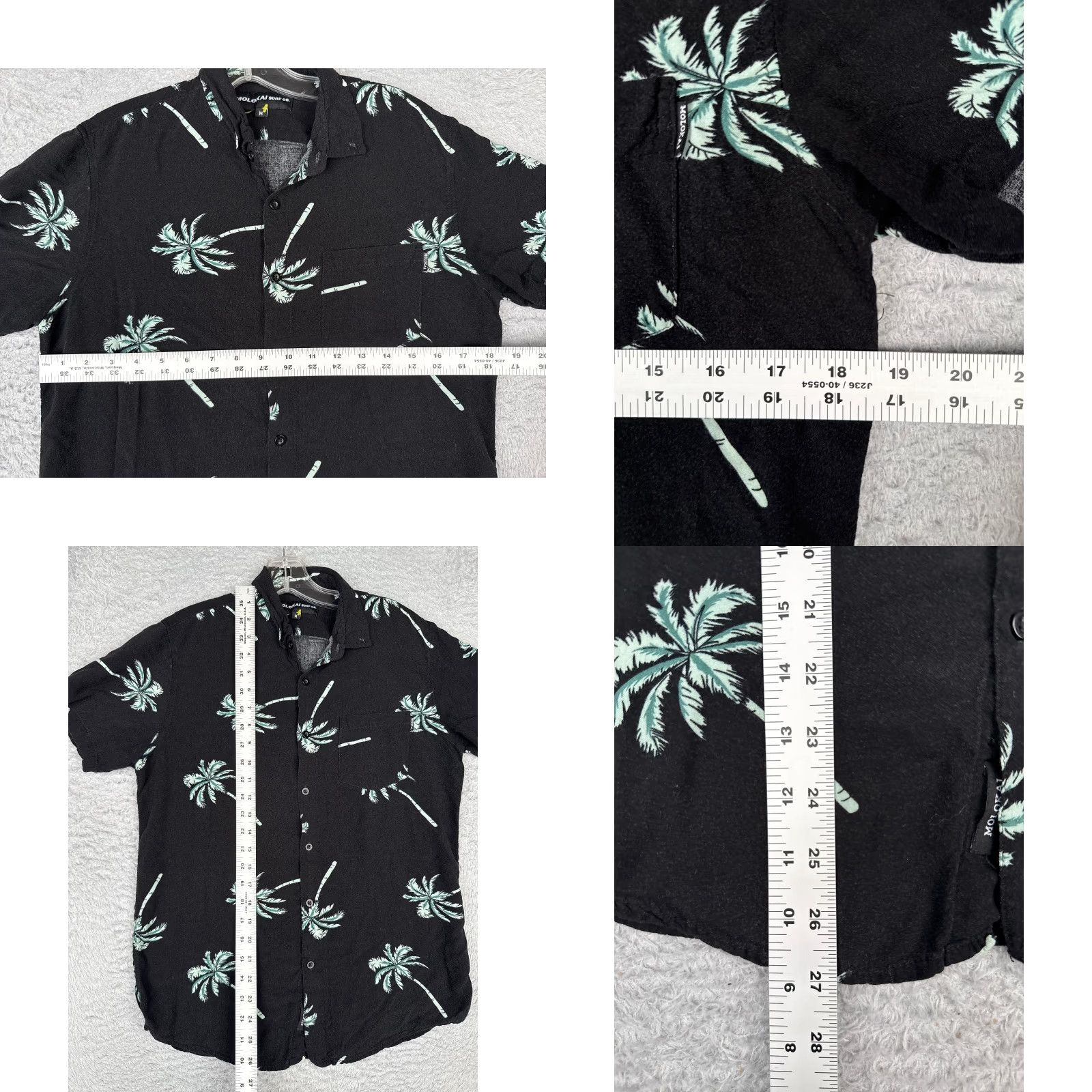CO Molokai Surf Co Shirt Adult Medium Black Blue Floral Leaf 100% Rayon Hawaiian Size US M / EU 48-50 / 2 - 8 Thumbnail