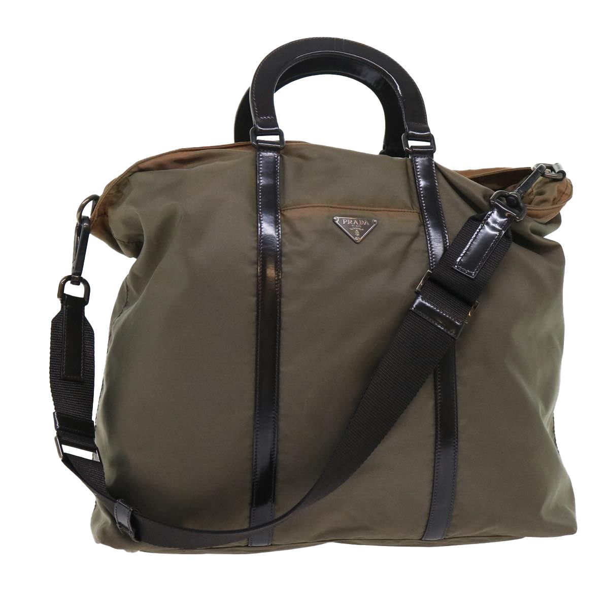 image of Prada Hand Bag Nylon 2Way Brown Auth Ep1595, Women's