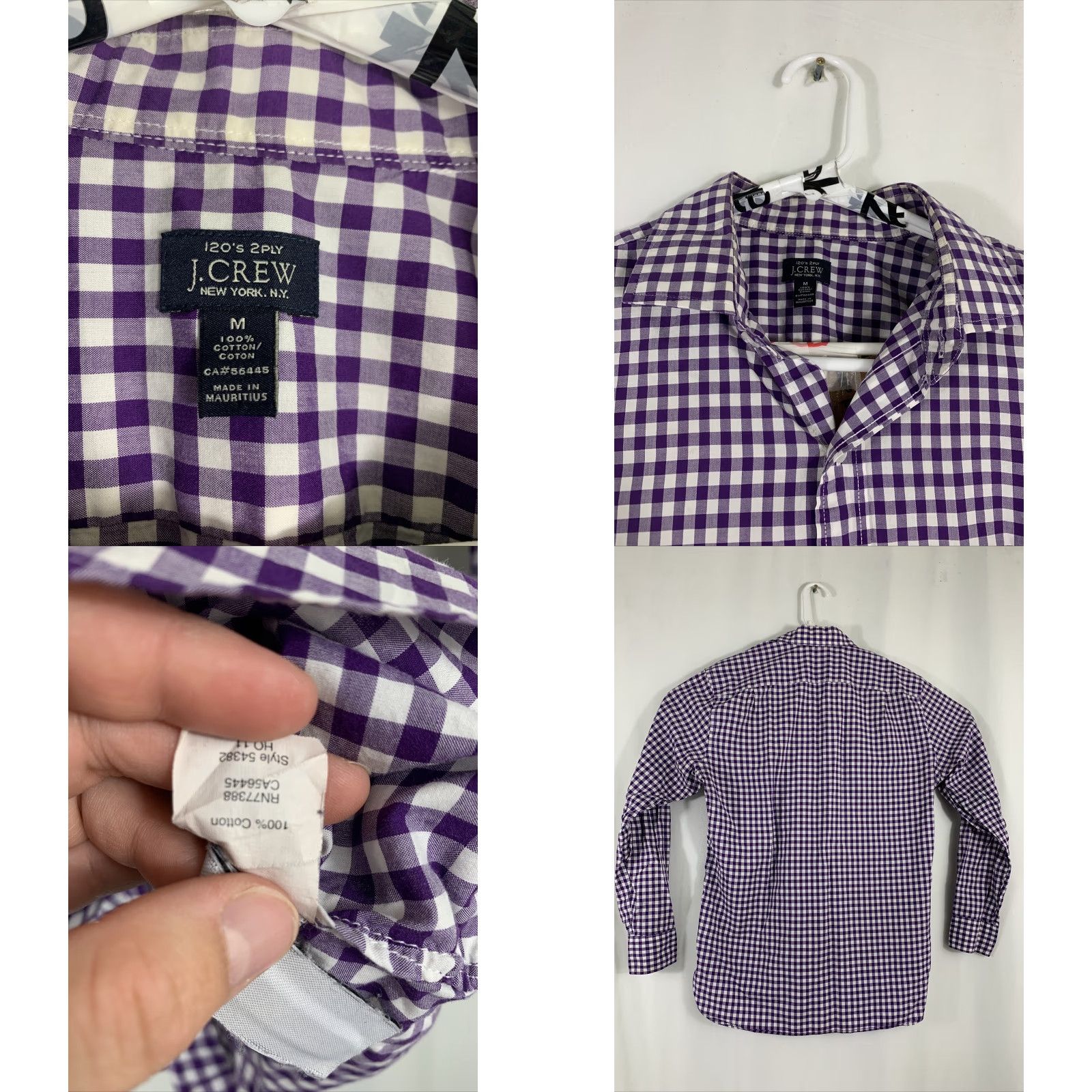 J.Crew J.CREW Shirt Mens Medium Cotton 120’s 2Ply Purple Checkered Plaid Button Up Shirt Size US M / EU 48-50 / 2 - 8 Thumbnail