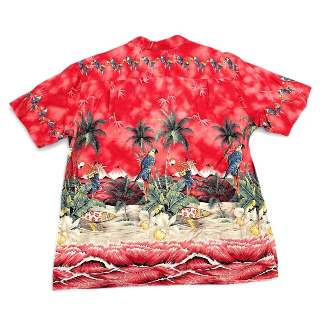Vintage VINTAGE Ky's of Hawaii Hawaiian Shirt Adult LARGE Red Aloha Tropical Parrot Palm Tree 80s Shirt Mens Size US L / EU 52-54 / 3 - 3 Thumbnail