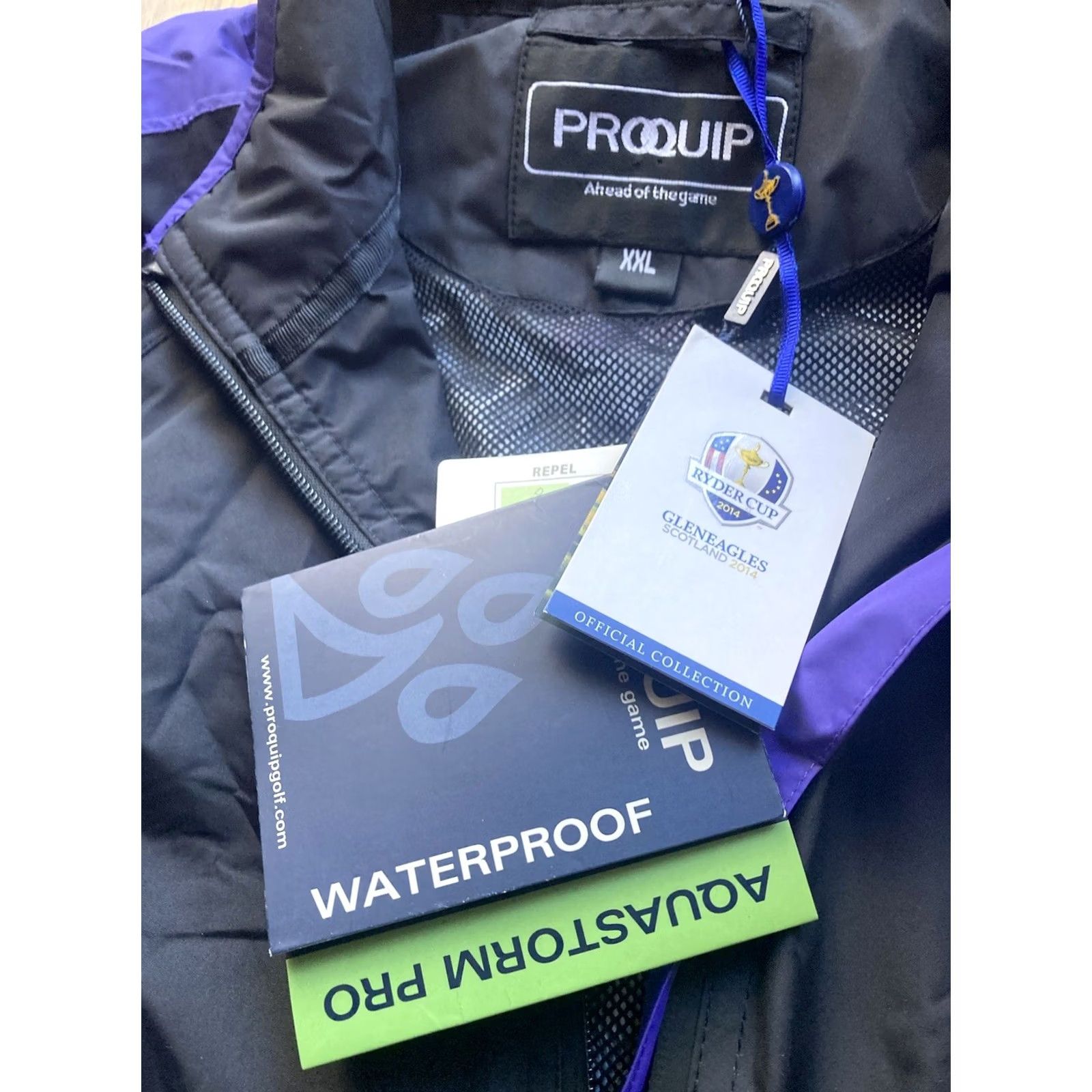 Vintage VINTAGE ProQuip Ryder Cup Jacket Mens 2XL Black Waterproof Windbreaker Golf Retro Logo 2014 Scotland Size US XXL / EU 58 / 5 - 7 Thumbnail