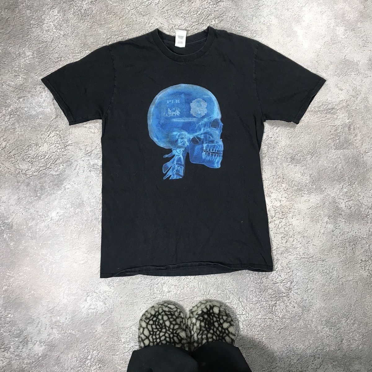 Vintage Vintage Y2K Graphic Tee Blue Skull Horror Streetwear Slim M Size US M / EU 48-50 / 2 - 1 Thumbnail