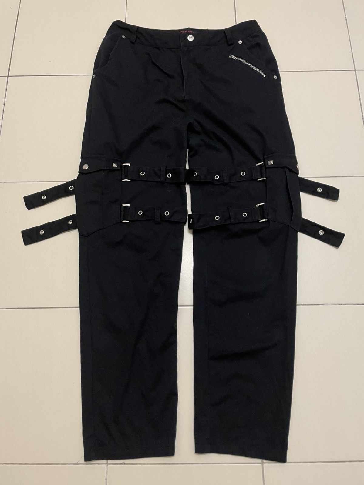 Japanese Brand Deorart Japan Bondage Strap Pants Visual Kei Gothic Punk Size US 31 - 3 Thumbnail