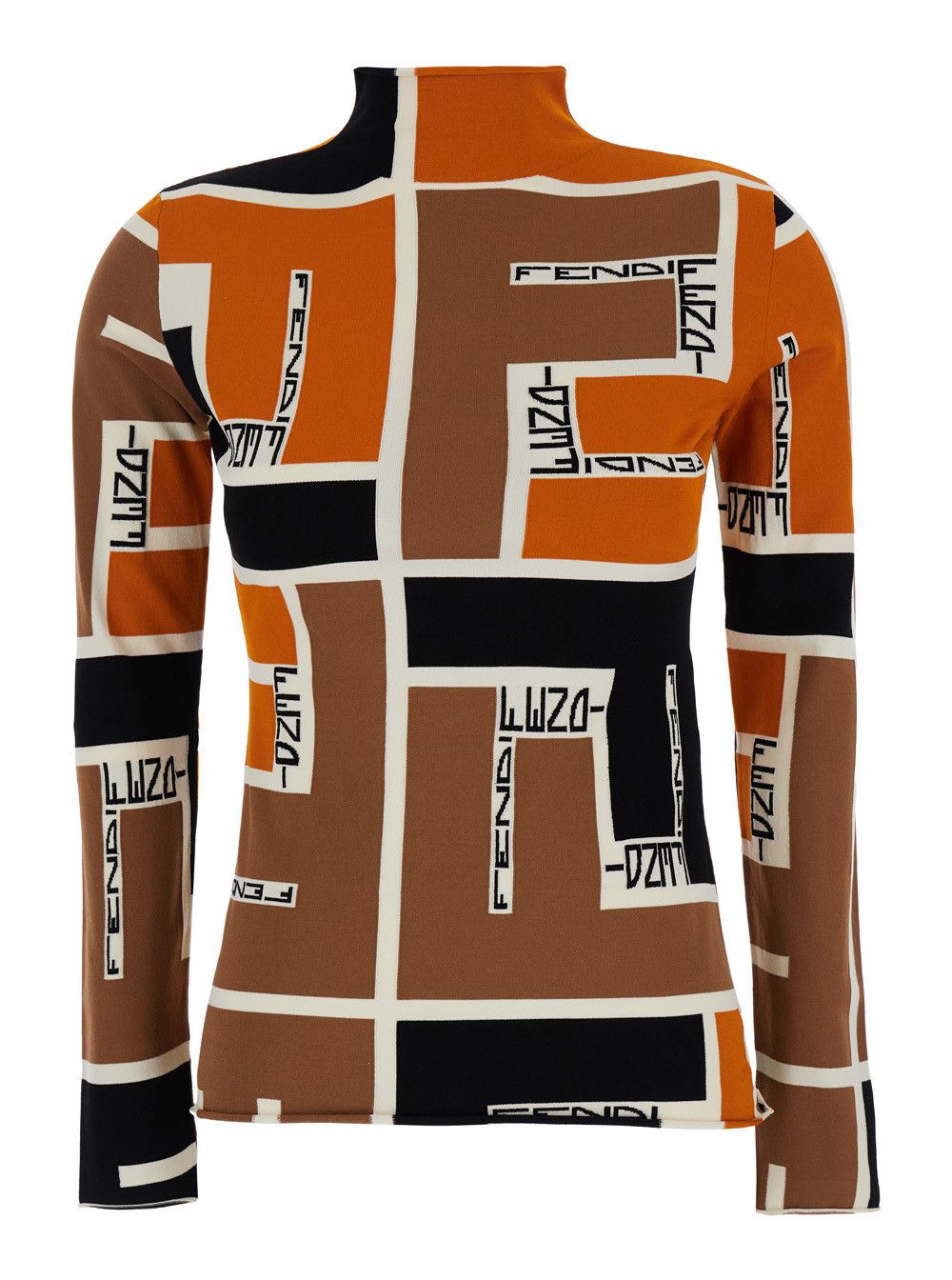 Fendi Orange Polo Neck Sweater in Viscose Blend Woman Size M / US 6-8 / IT 42-44 - 1 Thumbnail