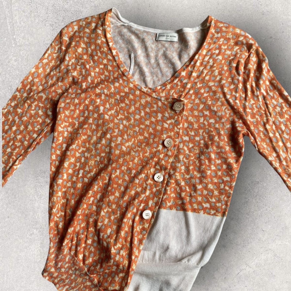 Asymmetric Print Cardigan