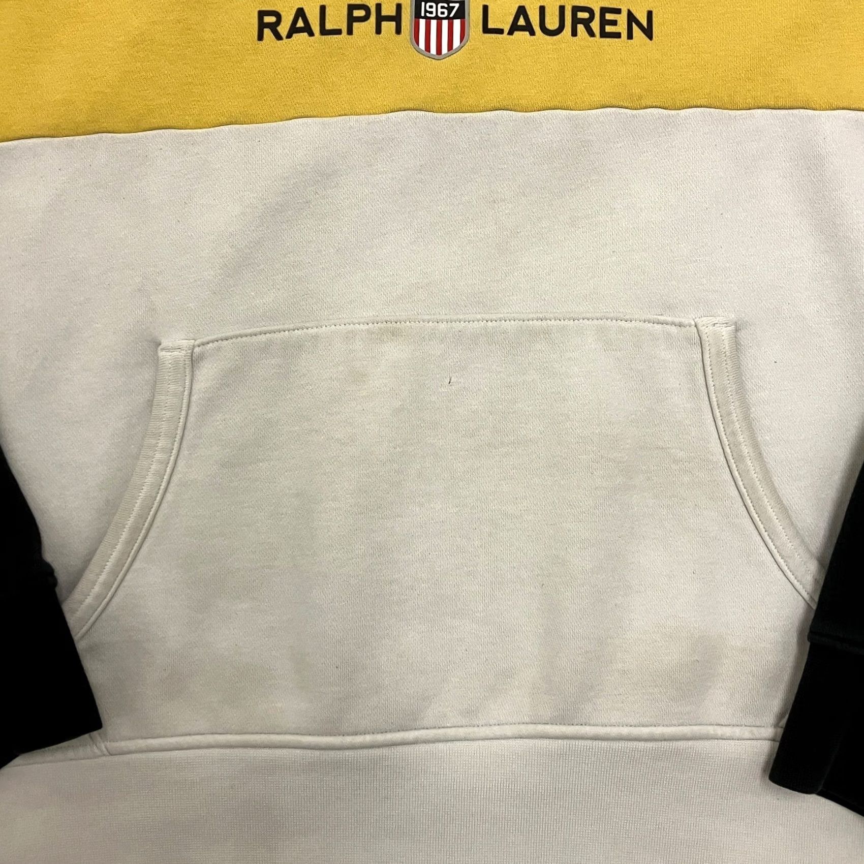 Polo Ralph Lauren Polo Ralph Lauren Hoodie Mens Large Cream Yellow Black Spellout Pullover Size US L / EU 52-54 / 3 - 3 Thumbnail