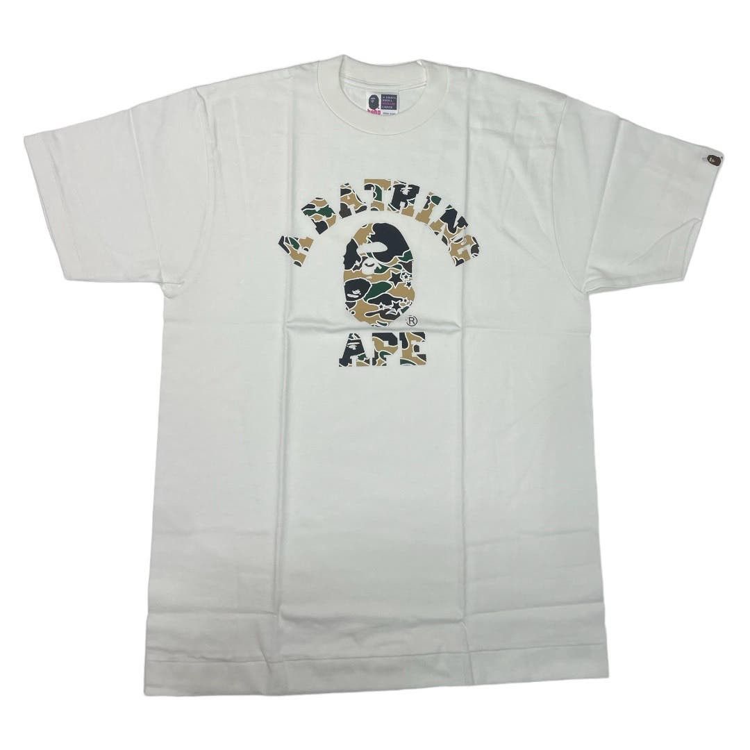 image of Bape Star Camo College Tee in White, Men's (Size Medium)