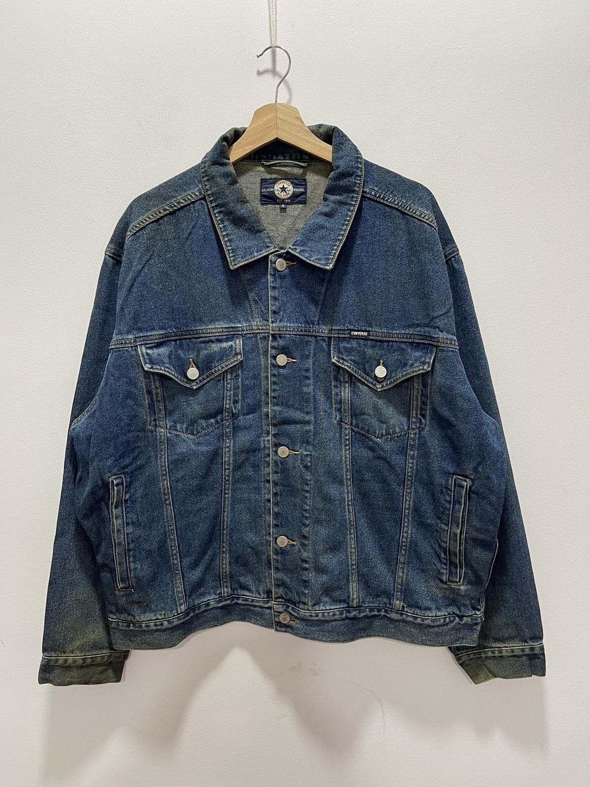 VINTAGE CONVERSE TRUCKER DISTRESSED DENIM JACKET