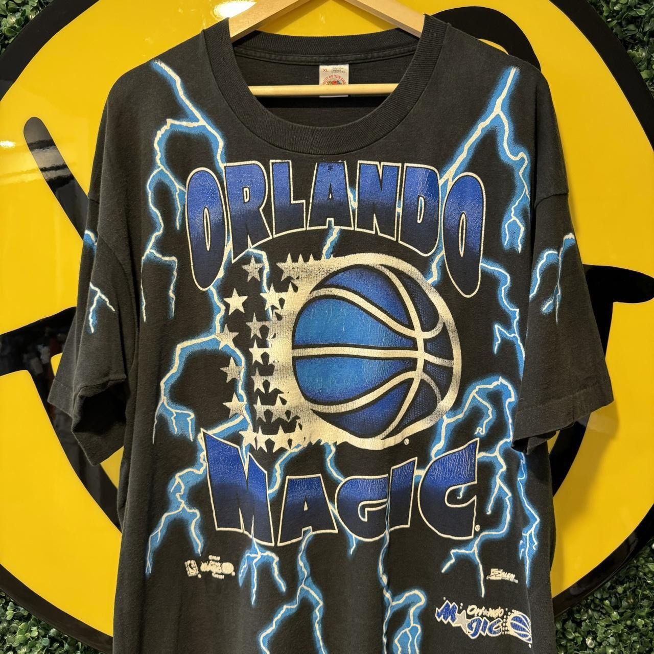 image of Nutmeg Mills x Salem Vintage Orlando Magic Lightning Thunder Shirt in Black, Men's (Size XL)