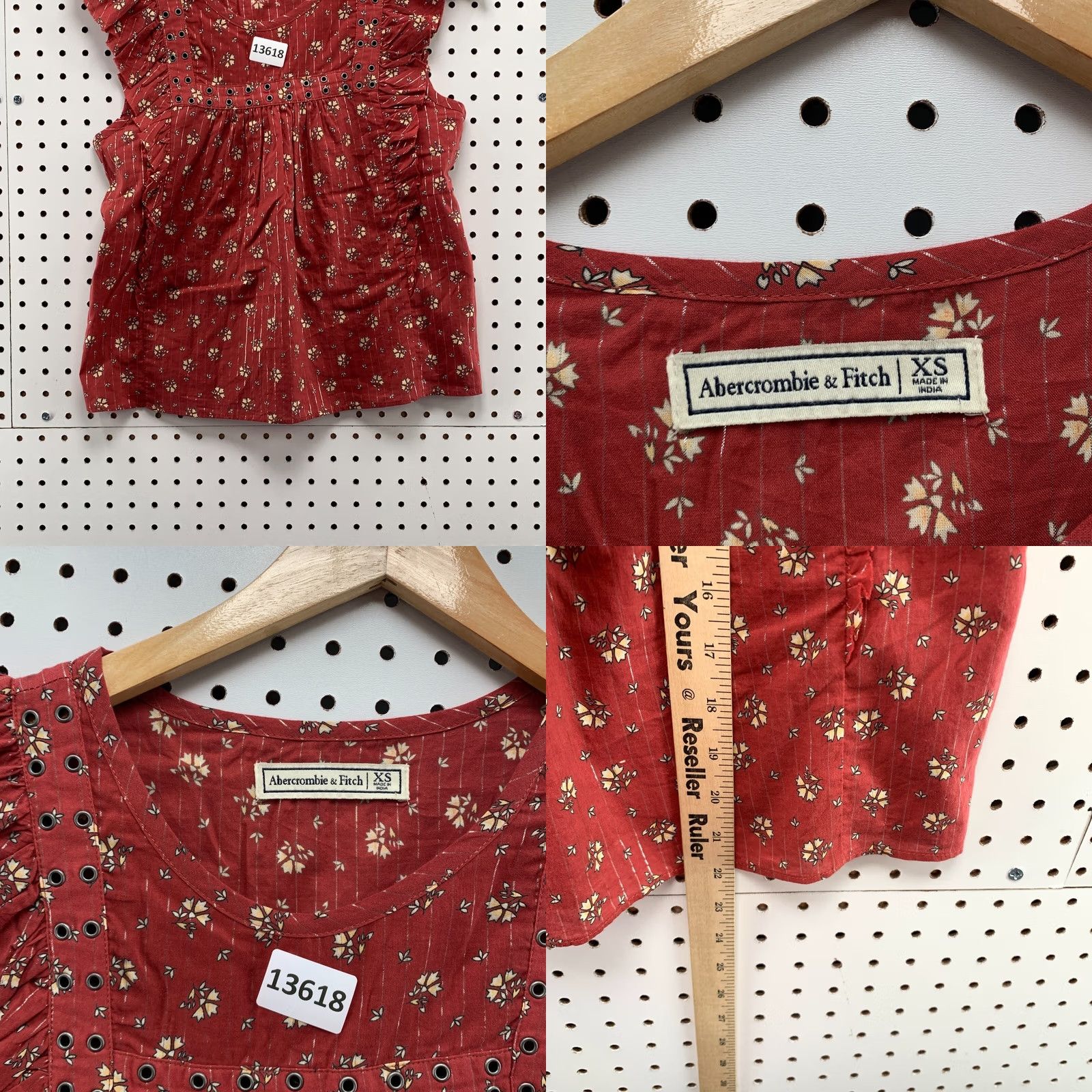 Abercrombie & Fitch Abercrombie & Fitch Floral Ruffle Top WOmens XS Auburn Silver Metallic Size XS / US 0-2 / IT 36-38 - 8 Thumbnail