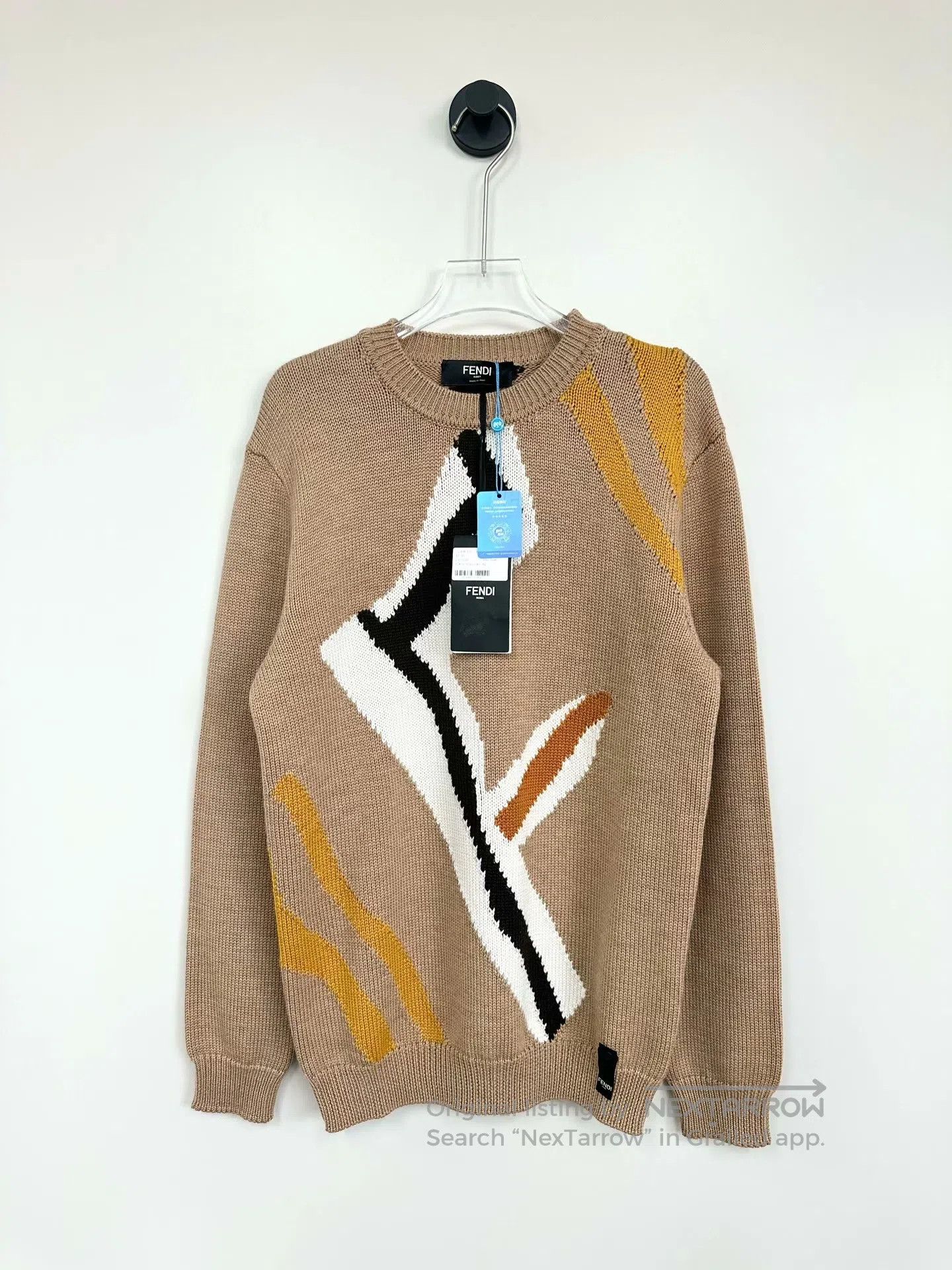 Fendi FENDI Khaki patterned woolen sweater| Size US M / EU 48-50 / 2 - 1 Thumbnail