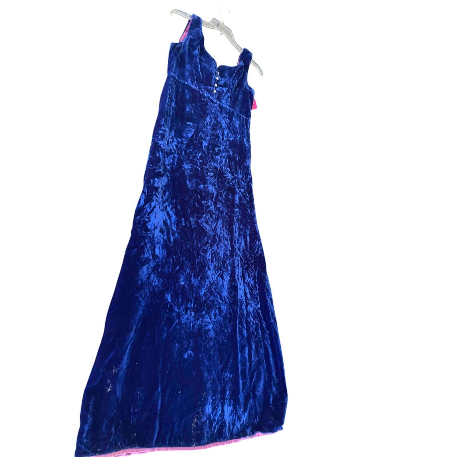 Other 1970's Vintage ILGWU Crushed Velvet Sleeveless Blue Dress Size XS / US 0-2 / IT 36-38 - 13 Thumbnail