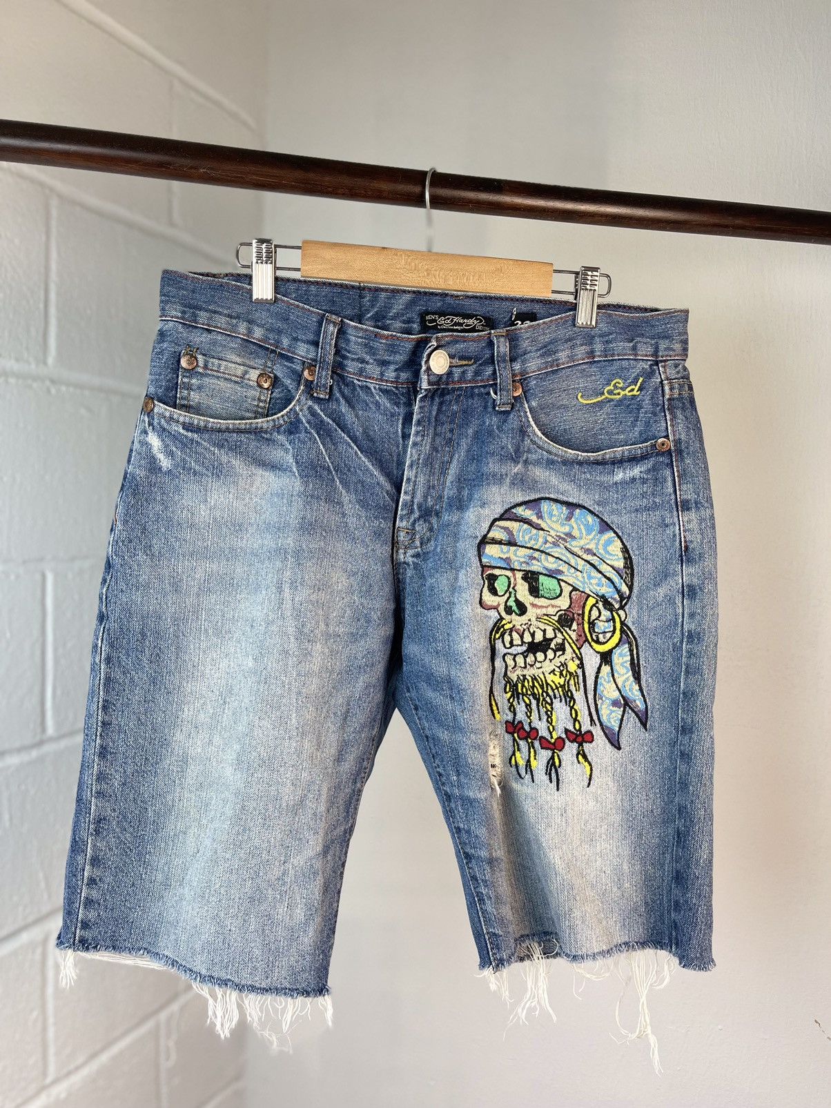 Ed Hardy skull Embroidered Short Jeans